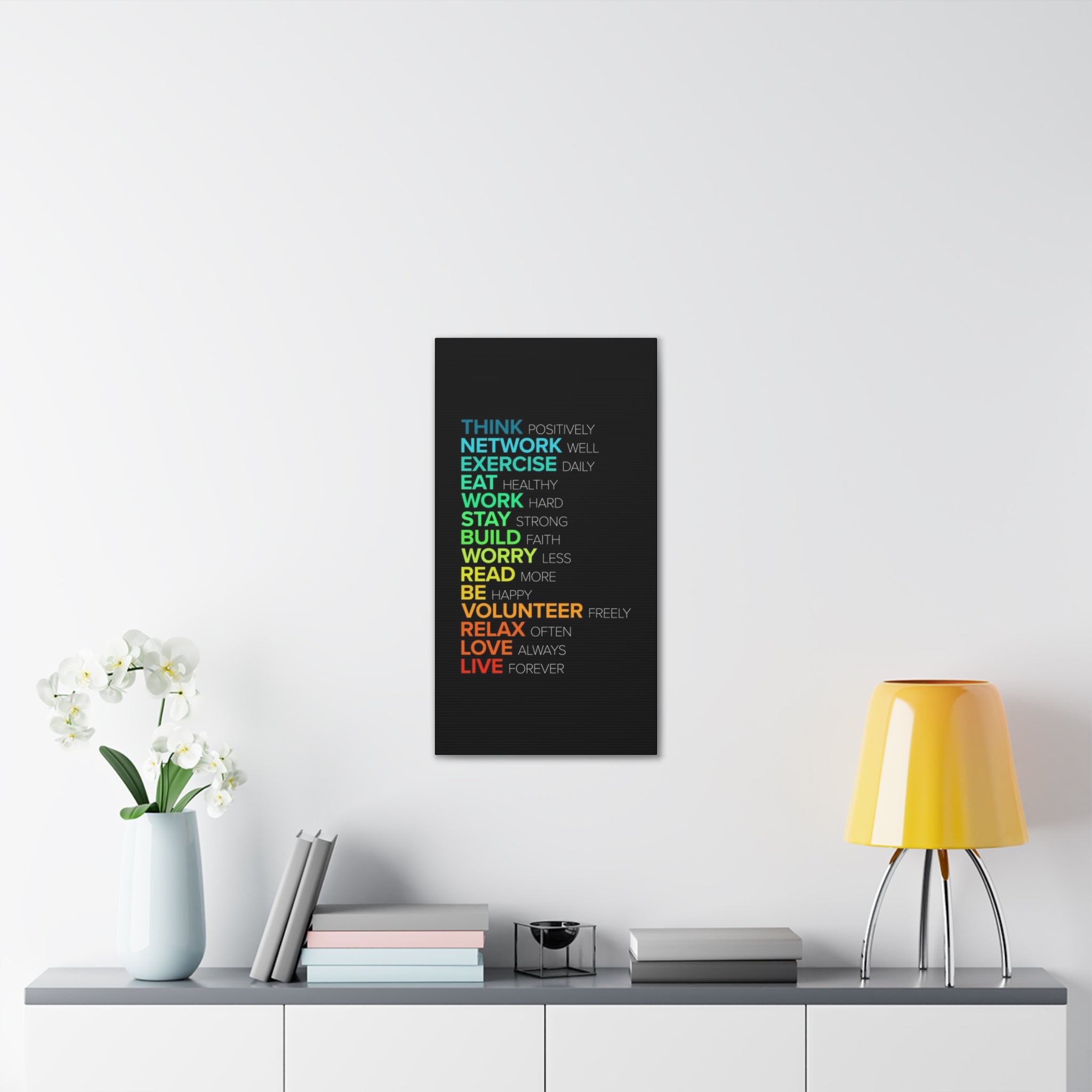 Motivational Daily Habits Canvas Print — Colorful Inspirational Wall Art