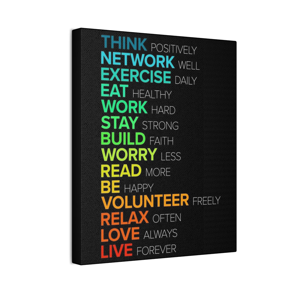 Motivational Daily Habits Canvas Print — Colorful Inspirational Wall Art
