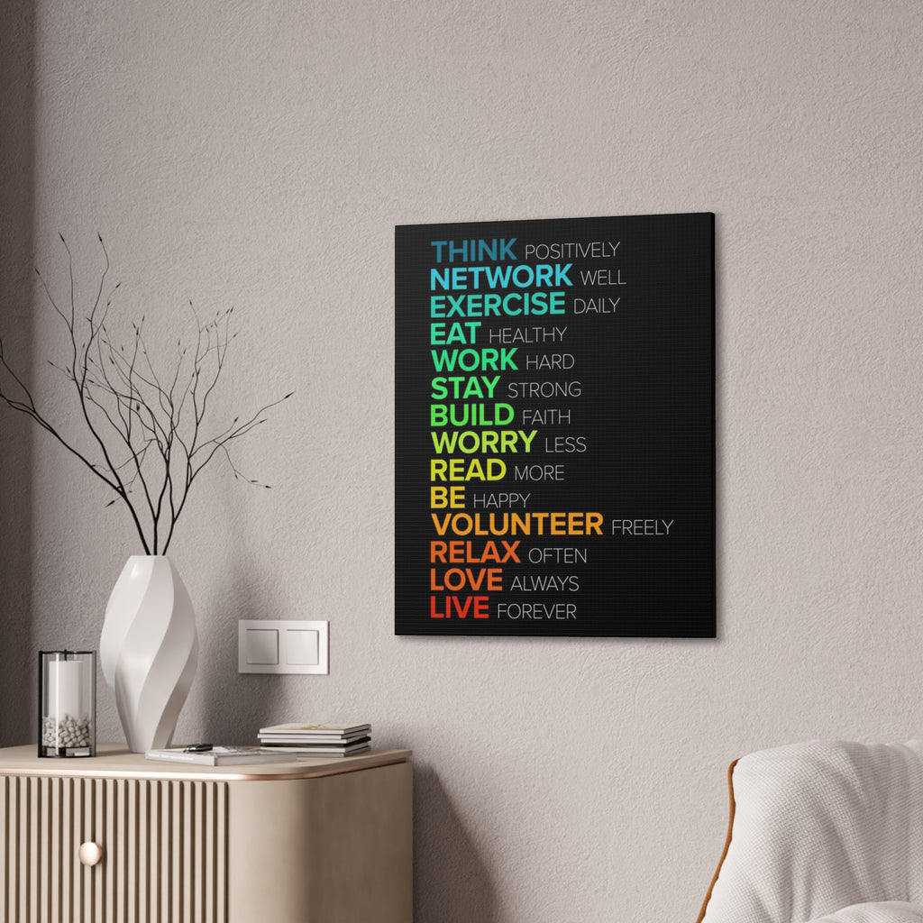 Motivational Daily Habits Canvas Print — Colorful Inspirational Wall Art