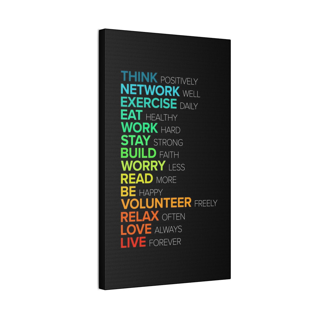Motivational Daily Habits Canvas Print — Colorful Inspirational Wall Art