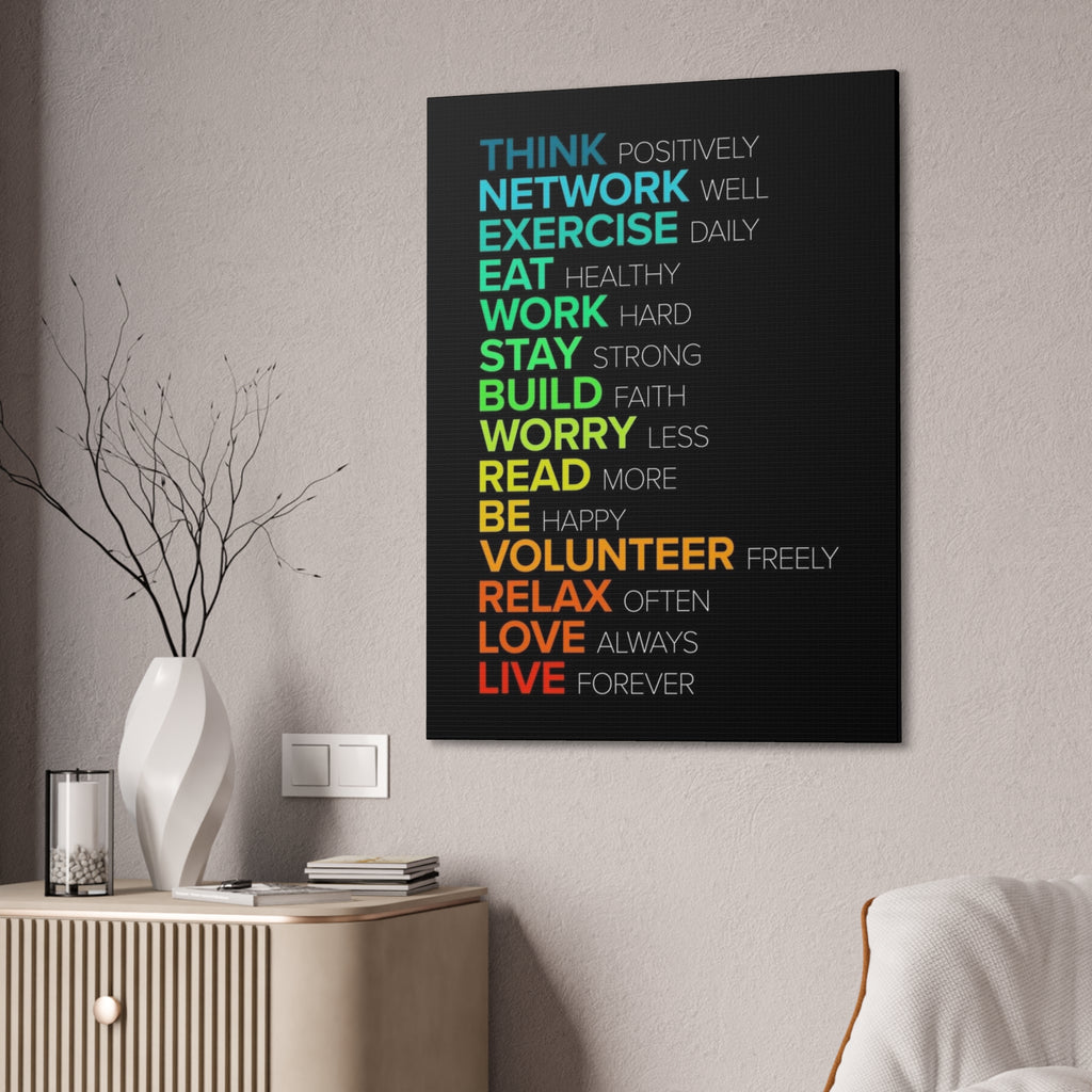 Motivational Daily Habits Canvas Print — Colorful Inspirational Wall Art