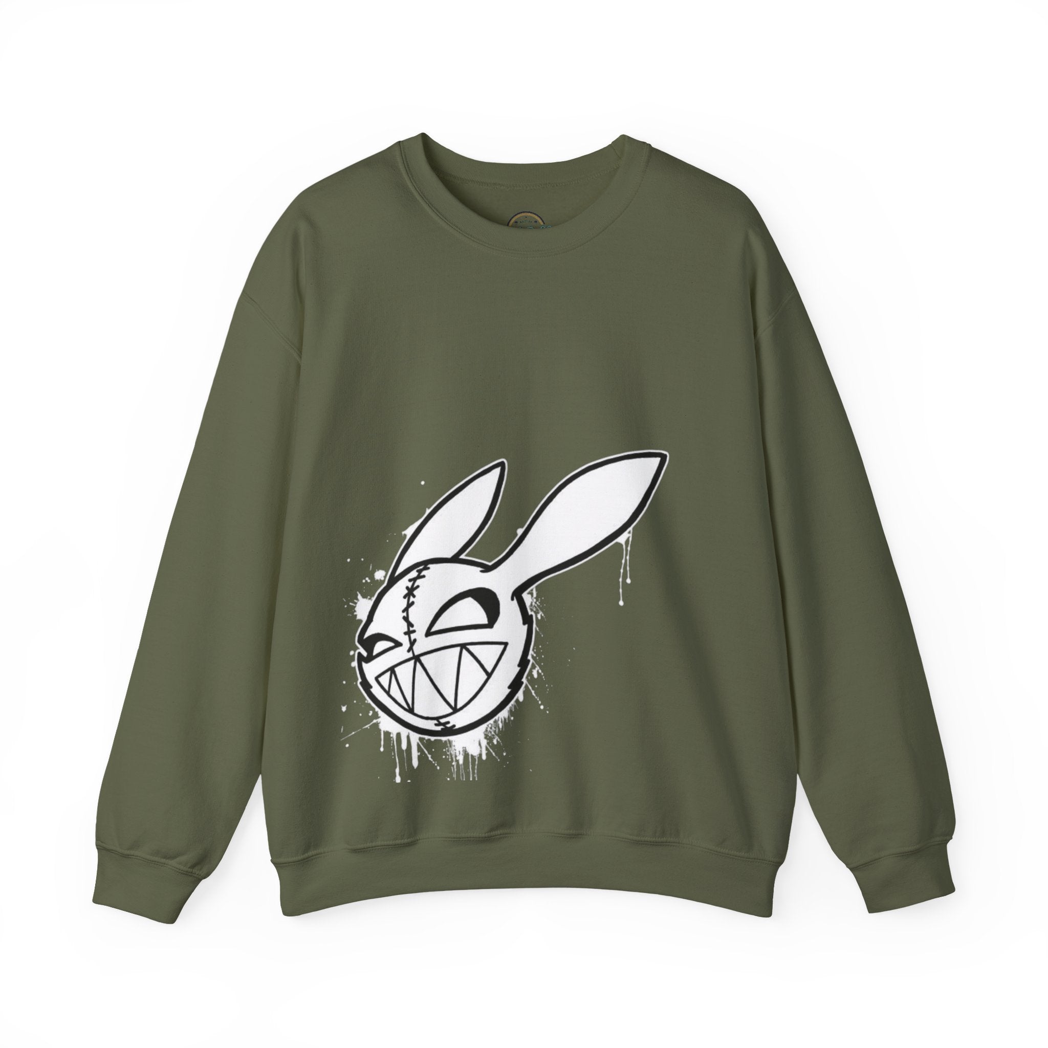 Crewneck Sweatshirt — Grinning Bunny Line Art Crewneck