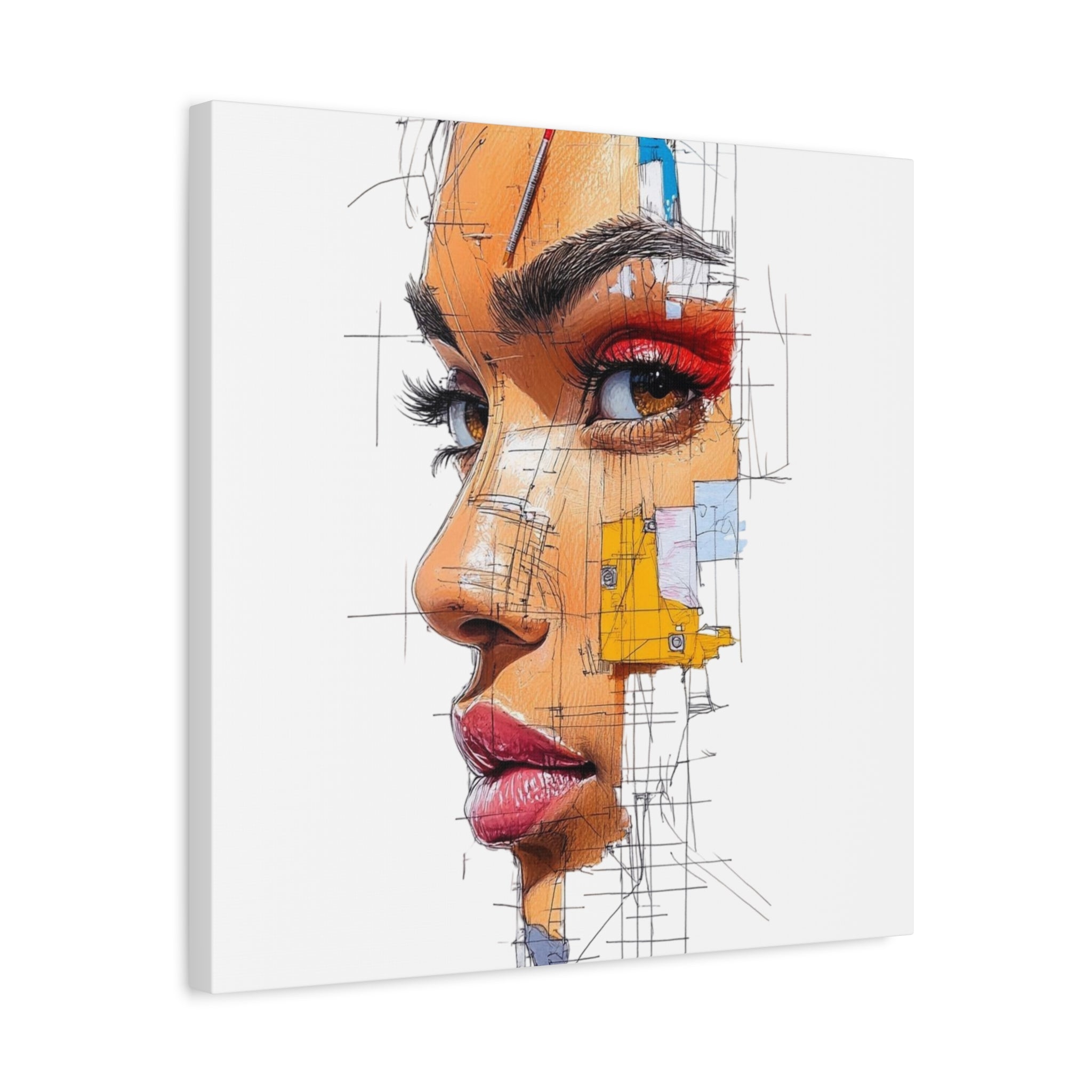 Abstract Portrait Canvas Print — Modern Female Profile Art on Stretched Matte Canvas