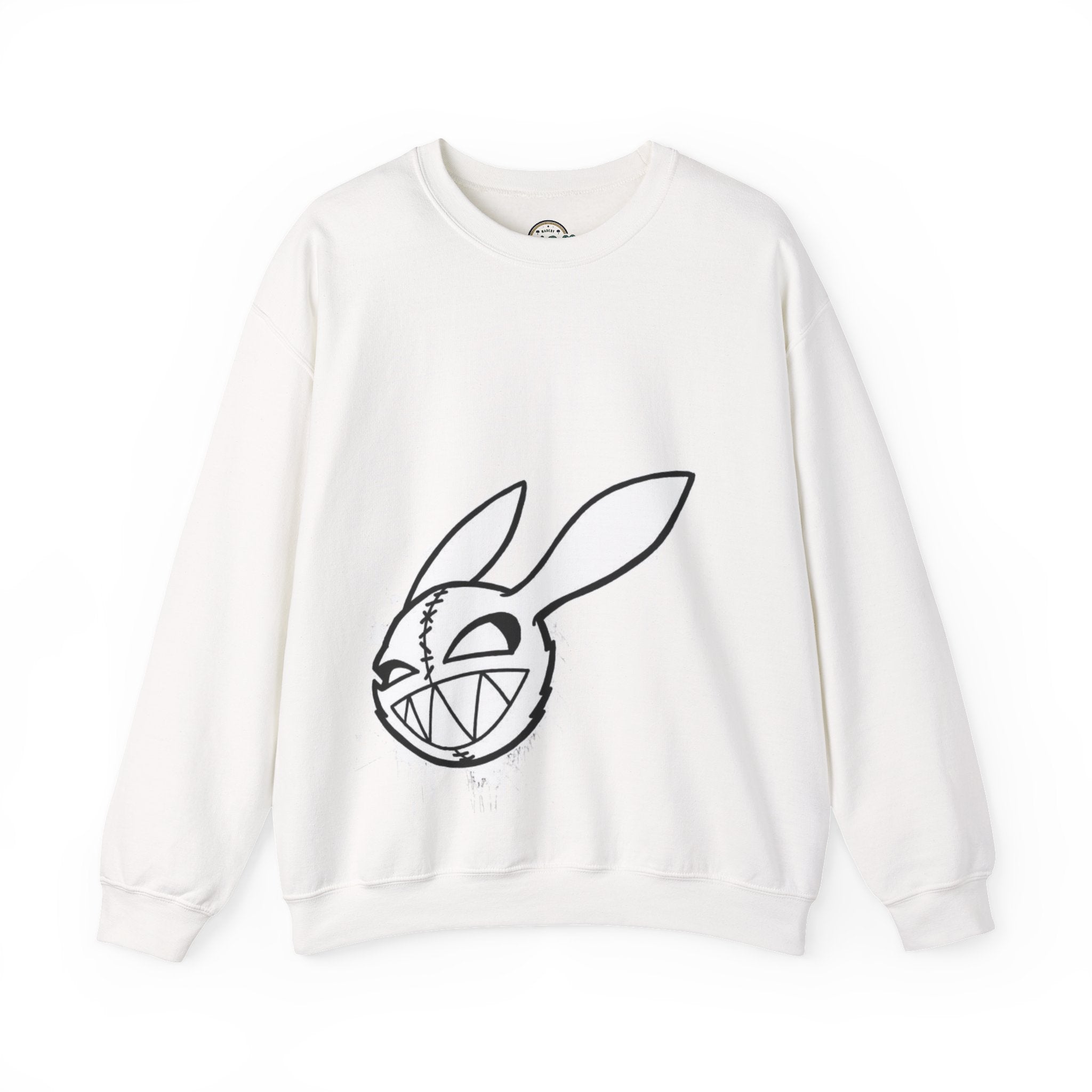 Crewneck Sweatshirt — Grinning Bunny Line Art Crewneck