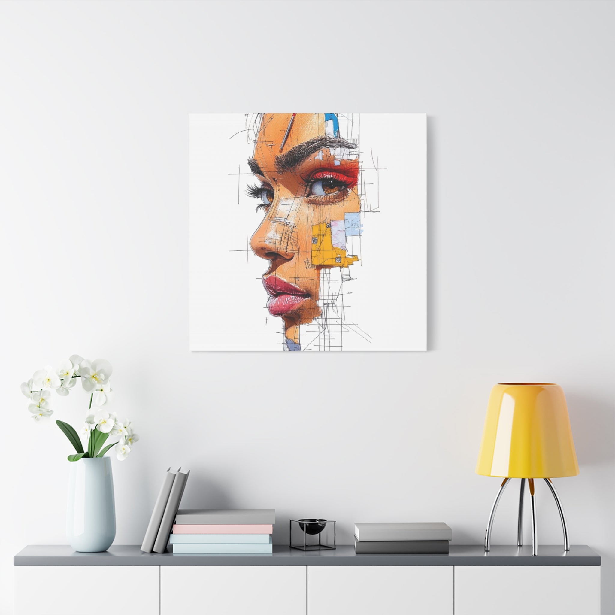 Abstract Portrait Canvas Print — Modern Female Profile Art on Stretched Matte Canvas