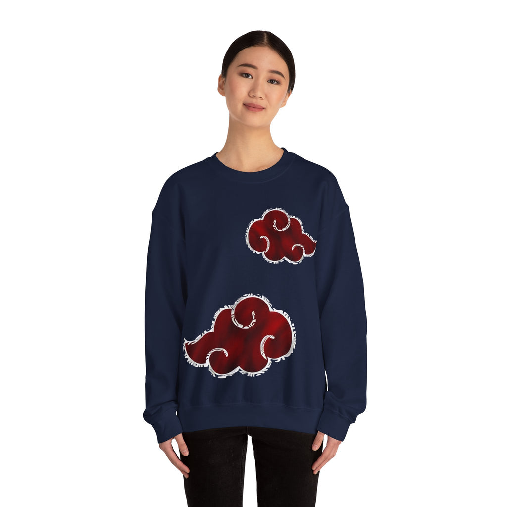 Akatsuki Cloud Crewneck Sweatshirt — Red Ninja Anime Graphic