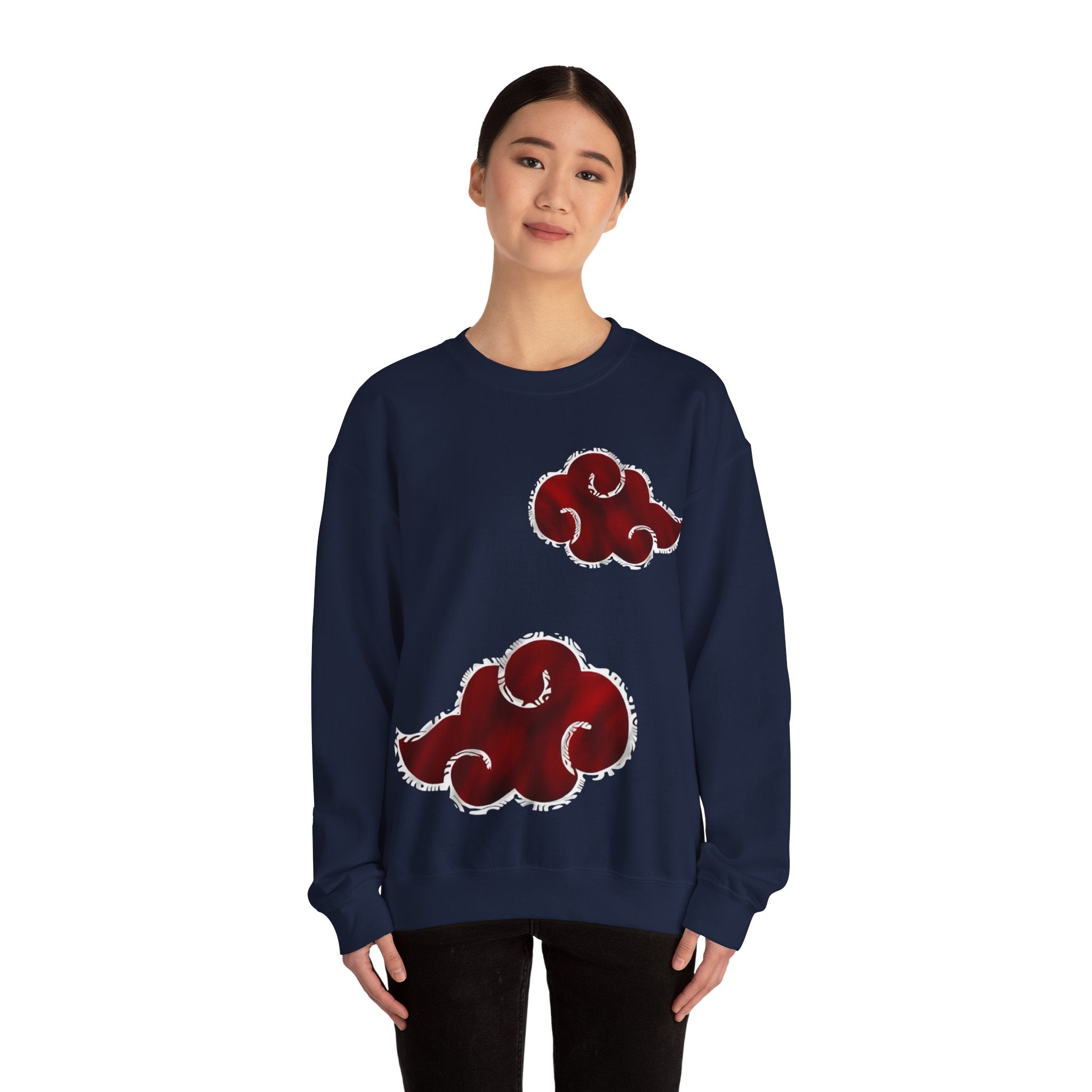 Akatsuki Cloud Crewneck Sweatshirt — Red Ninja Anime Graphic