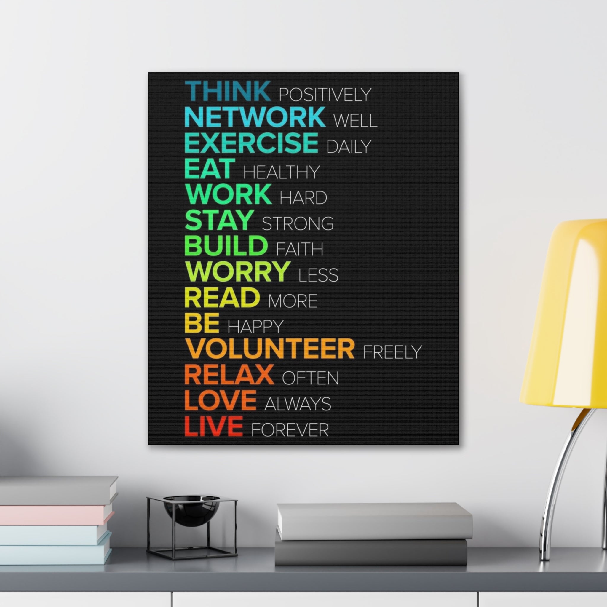 Motivational Daily Habits Canvas Print — Colorful Inspirational Wall Art