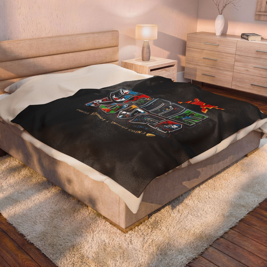 Gaming Lover Velveteen Plush Blanket – Retro Arcade ‘I’m A Game Lover’ Cozy Throw