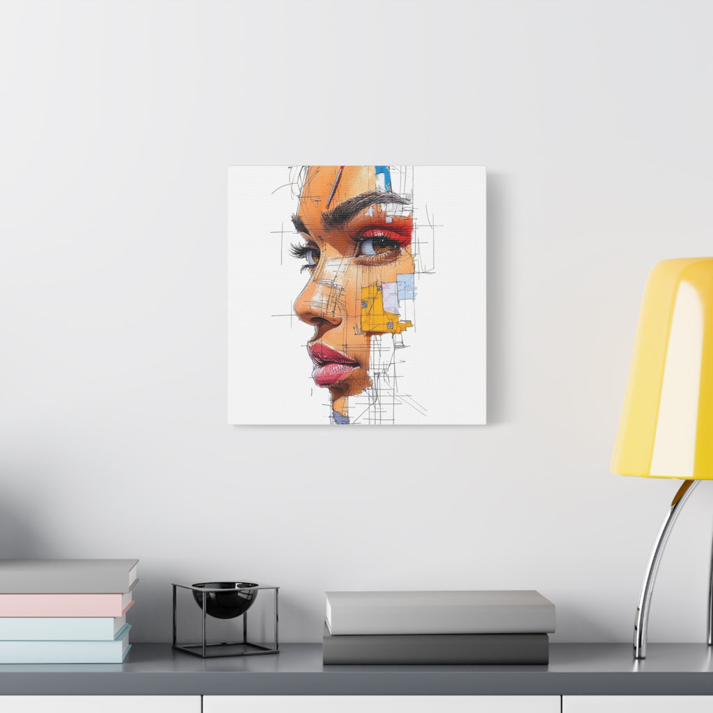 Abstract Portrait Canvas Print — Modern Female Profile Art on Stretched Matte Canvas