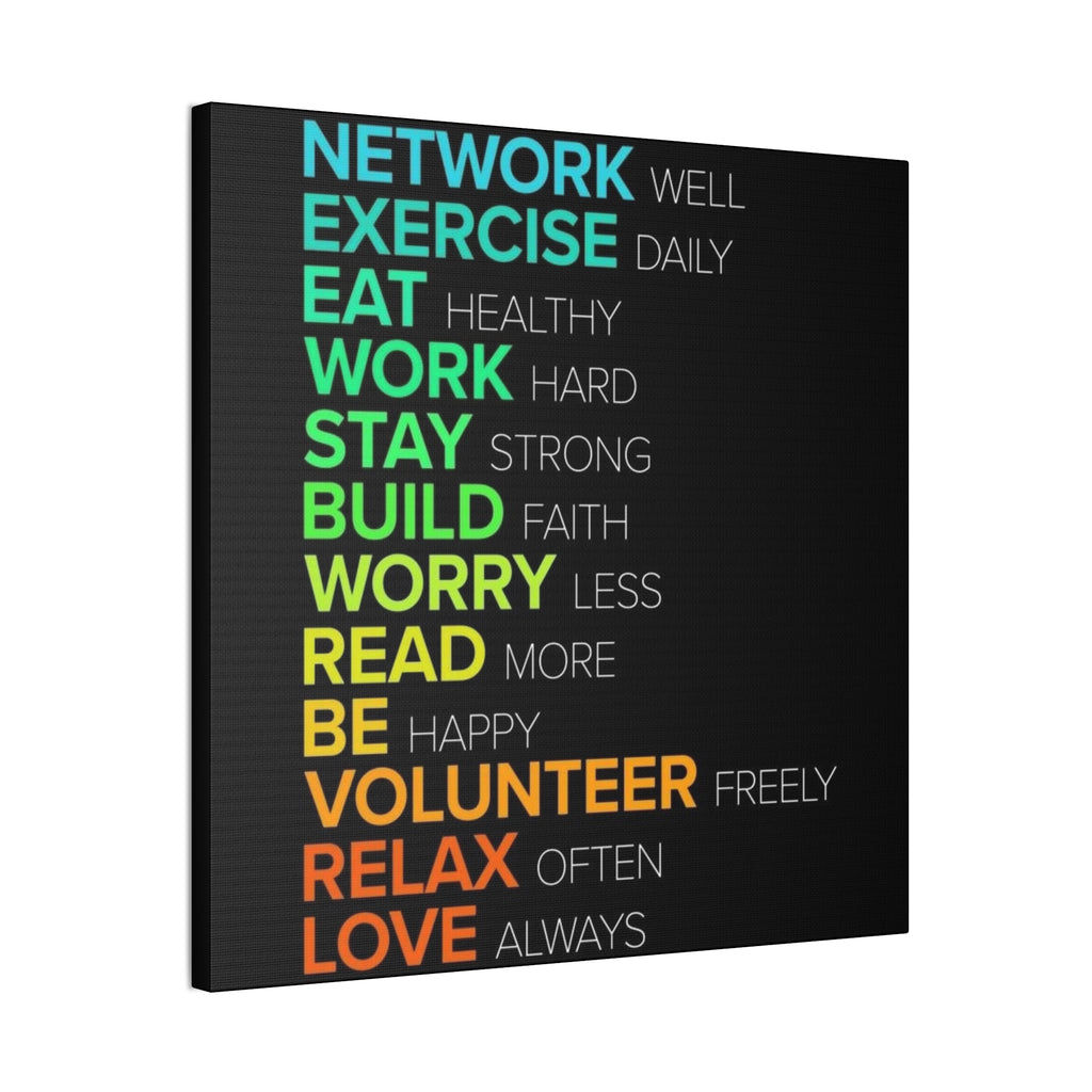 Motivational Daily Habits Canvas Print — Colorful Inspirational Wall Art