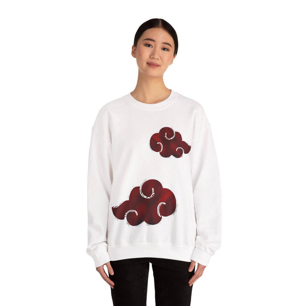 Akatsuki Cloud Crewneck Sweatshirt — Red Ninja Anime Graphic