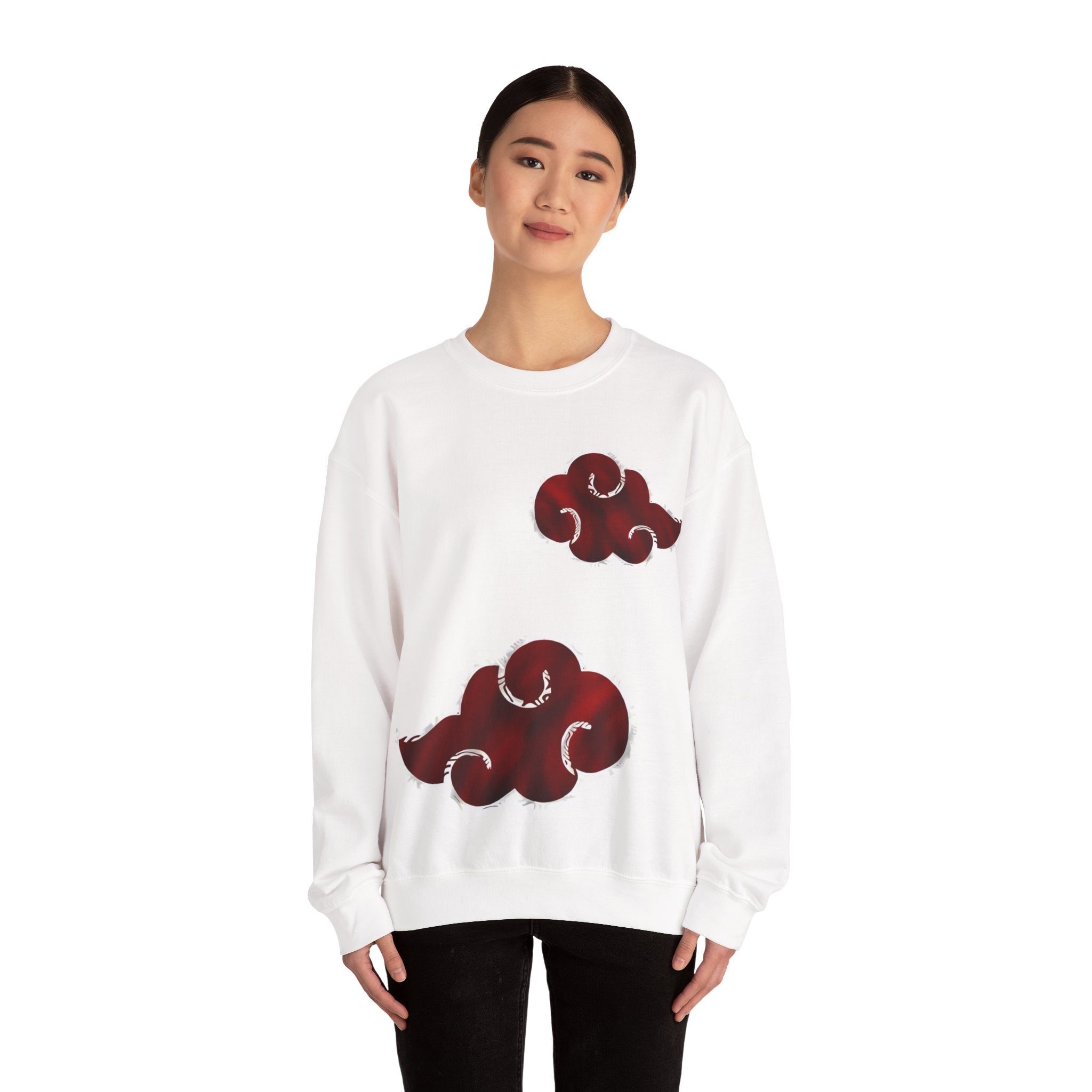 Akatsuki Cloud Crewneck Sweatshirt — Red Ninja Anime Graphic