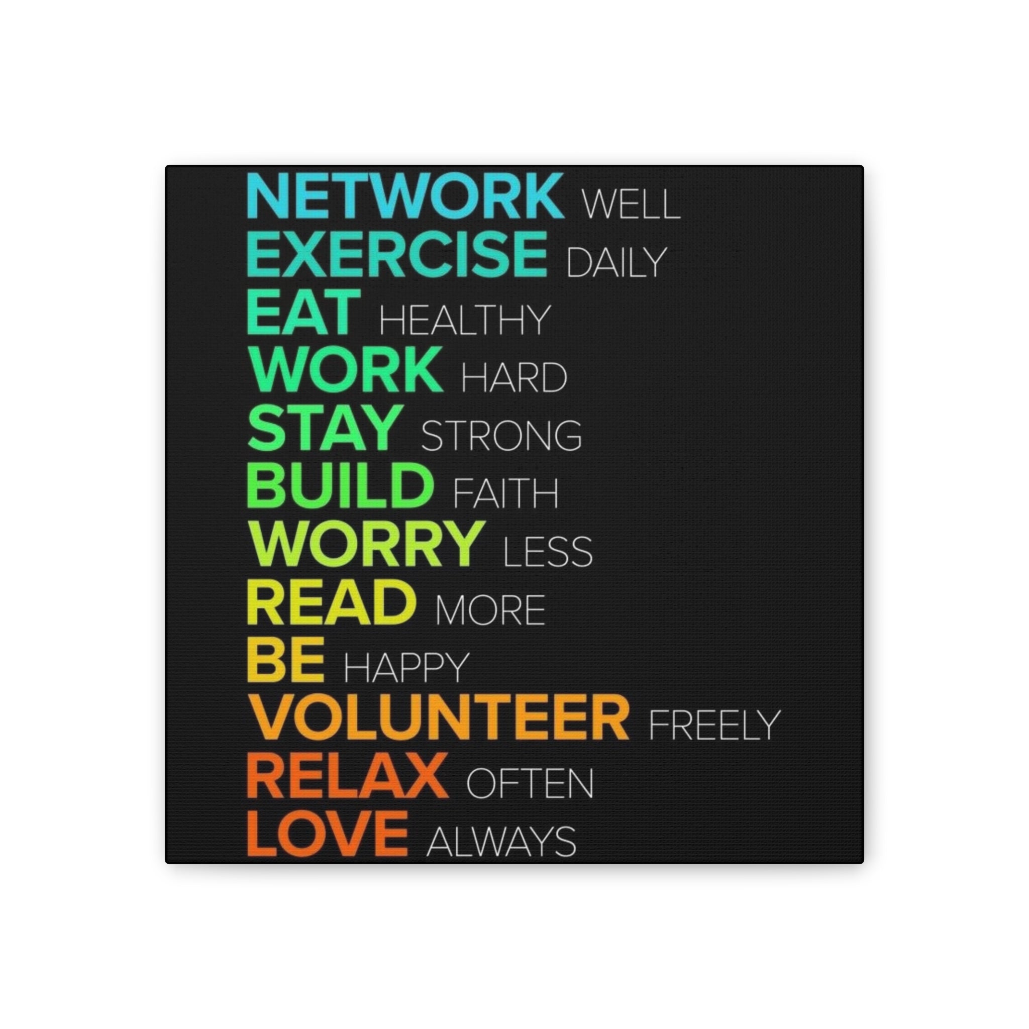 Motivational Daily Habits Canvas Print — Colorful Inspirational Wall Art