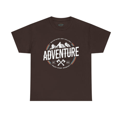 Adventure Mountain Badge Tee | Retro Outdoor Hiking Design