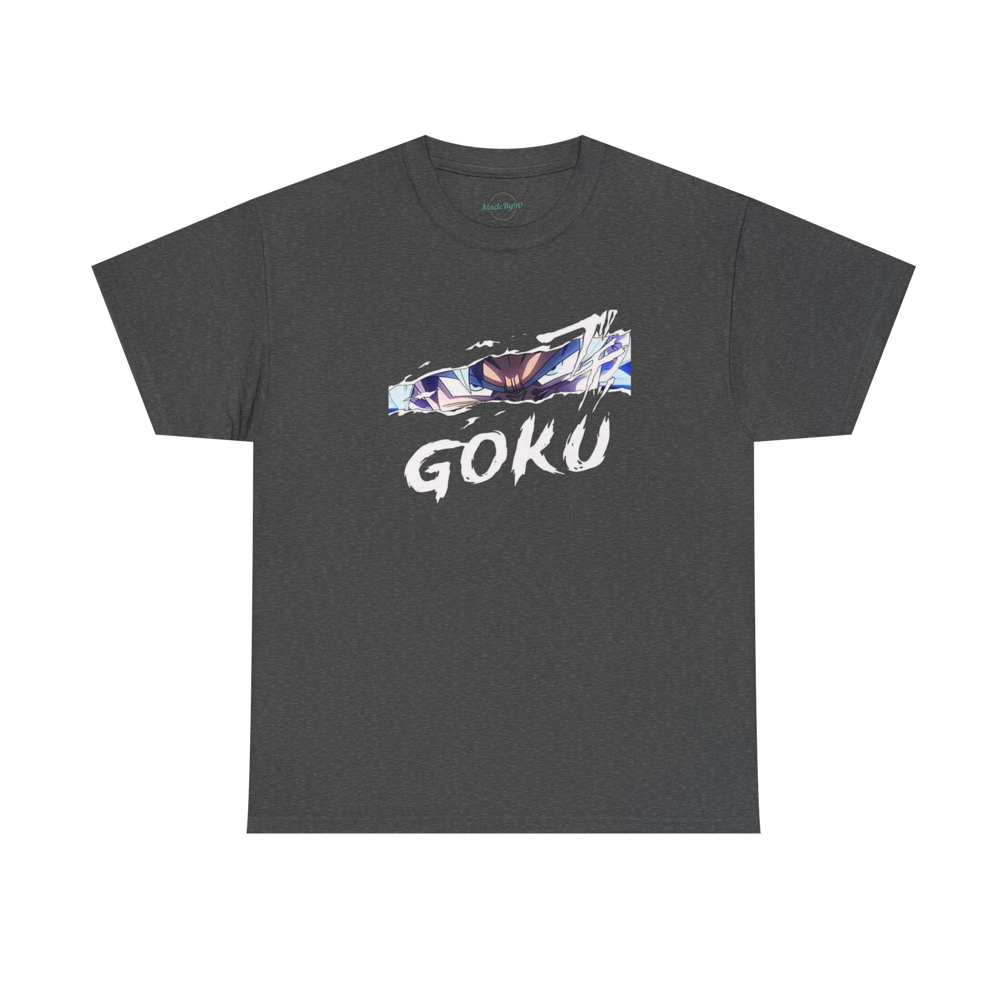 Goku Graphic Tee — Anime Eyes & Name Chest Print