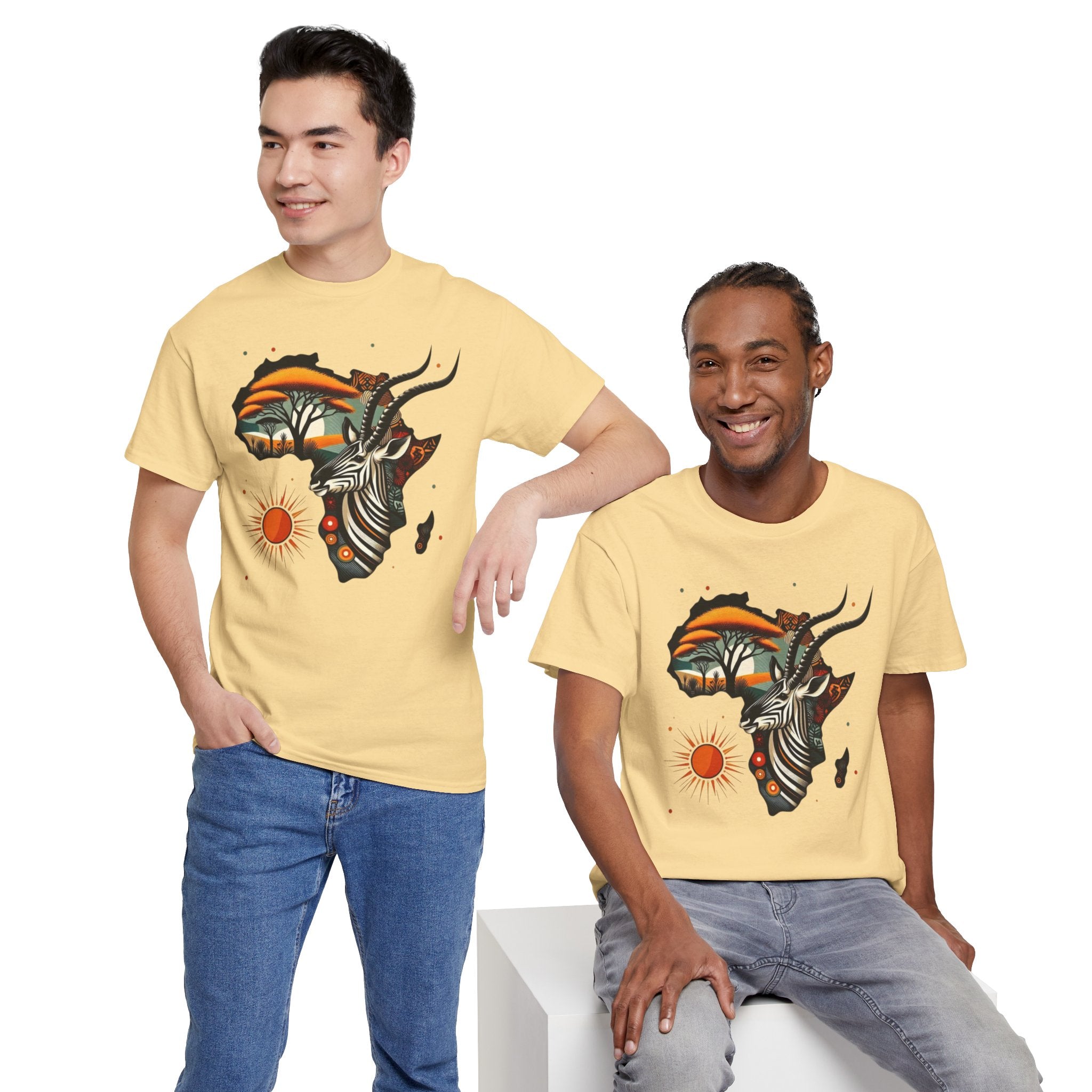 Africa Kudu Silhouette T-Shirt — Tribal Safari Sunrise Graphic Tee