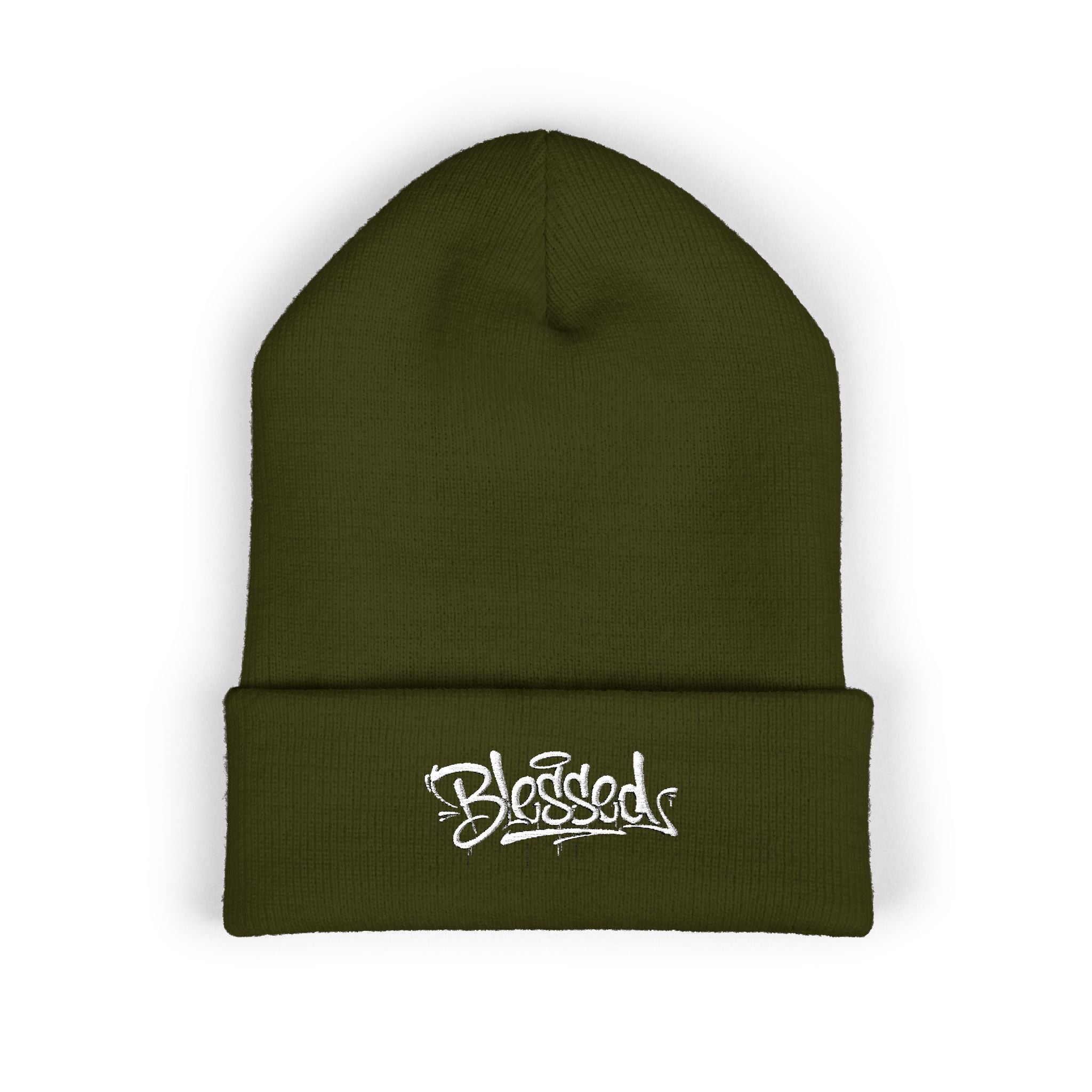 Embroidered "Skateish" Classic Cuffed Beanie — Yellow Knit Hat