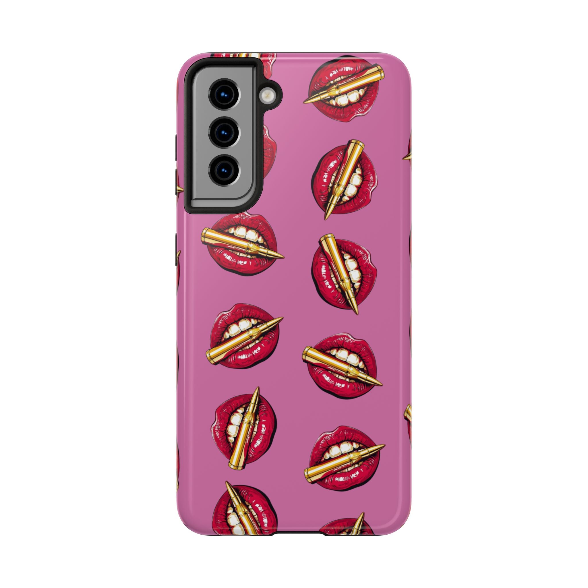 Red Lips with Cigarette Pattern Phone Case | Tough Phone Cases
