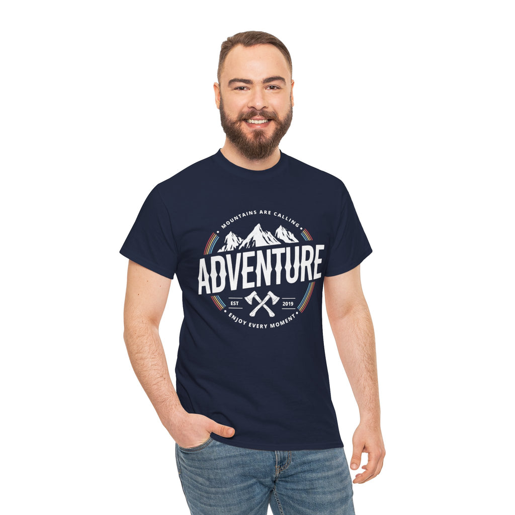 Adventure Mountain Badge Tee | Retro Outdoor Hiking Design