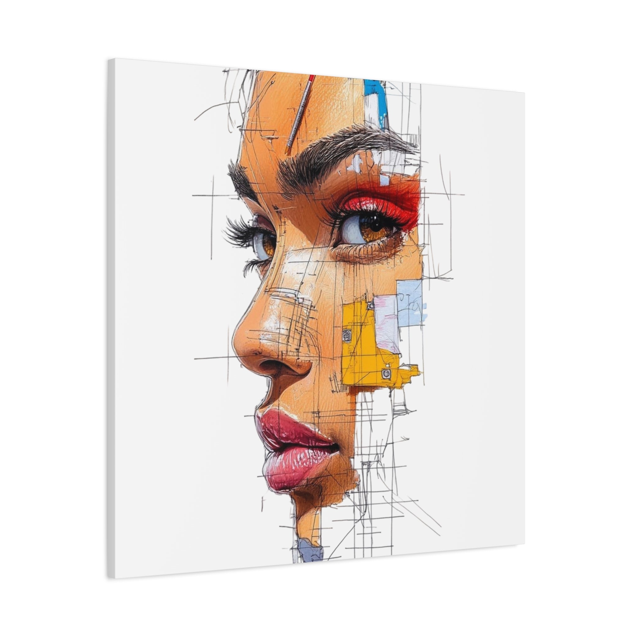 Abstract Portrait Canvas Print — Modern Female Profile Art on Stretched Matte Canvas