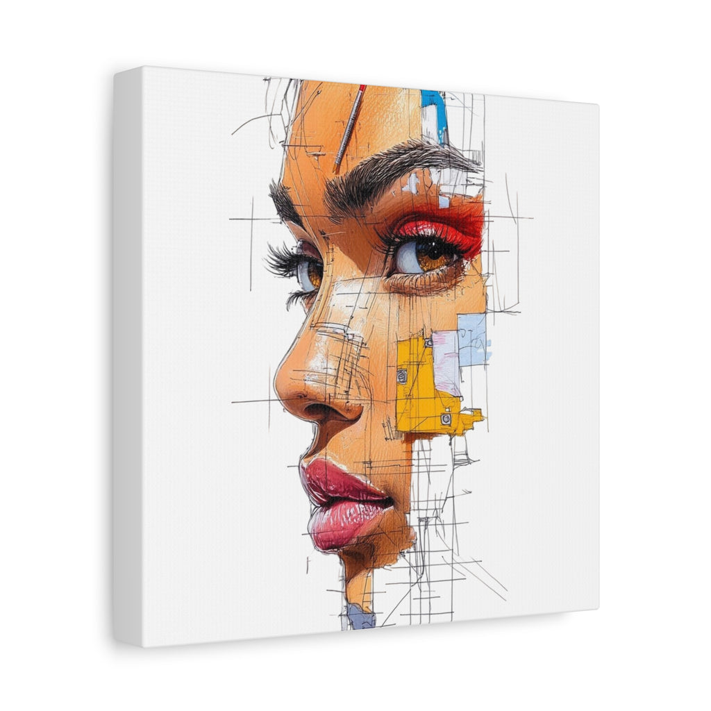 Abstract Portrait Canvas Print — Modern Female Profile Art on Stretched Matte Canvas