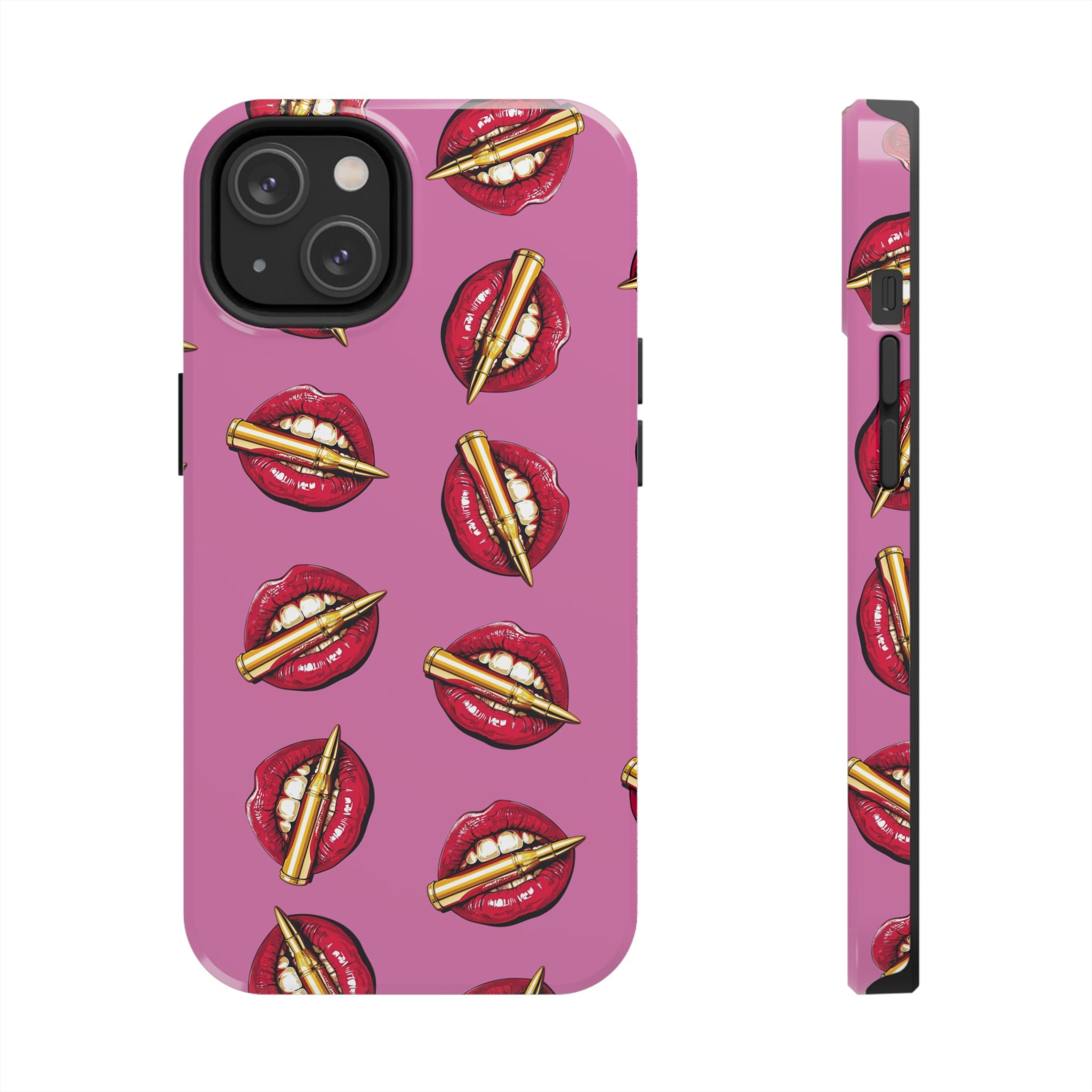 Red Lips with Cigarette Pattern Phone Case | Tough Phone Cases