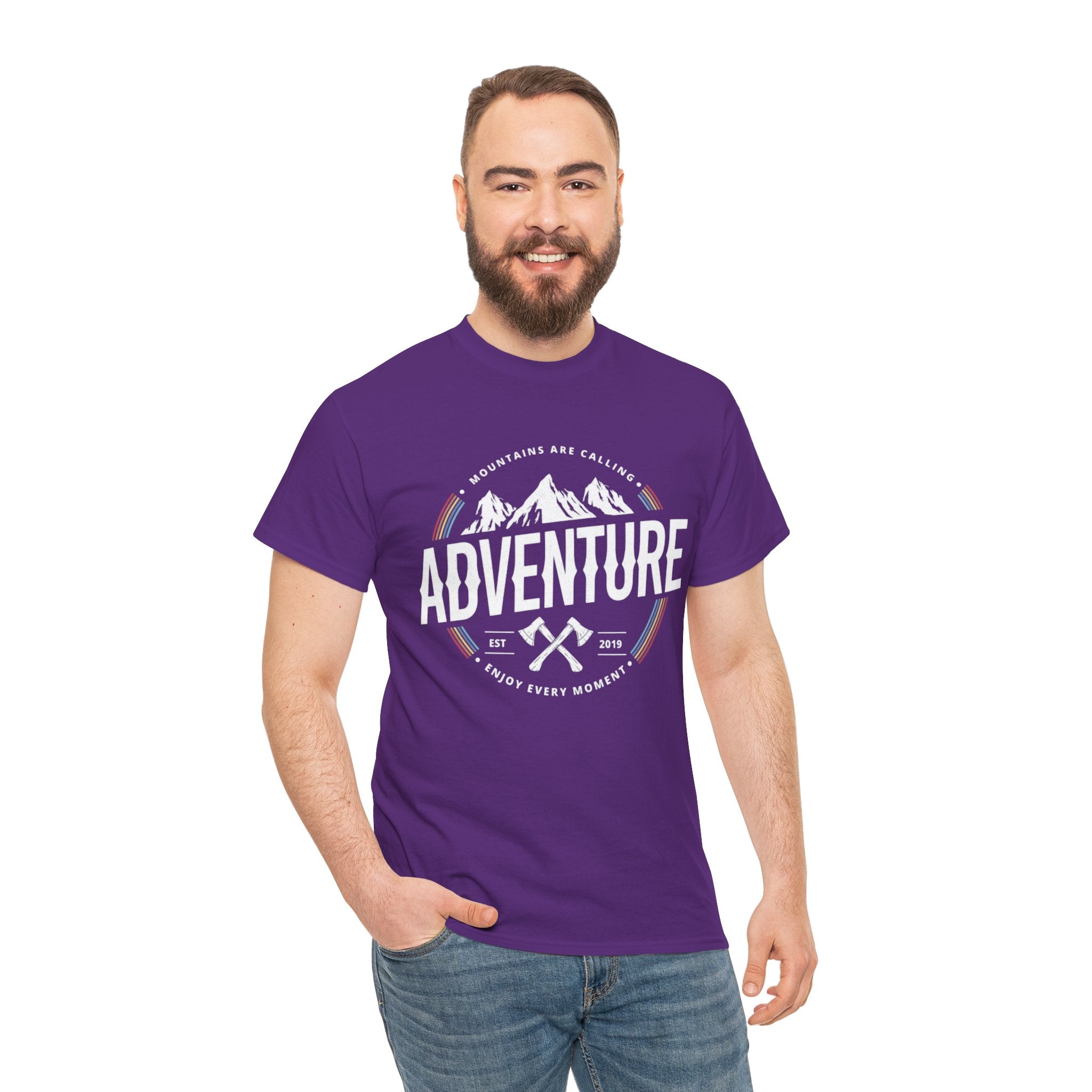 Adventure Mountain Badge Tee | Retro Outdoor Hiking Design