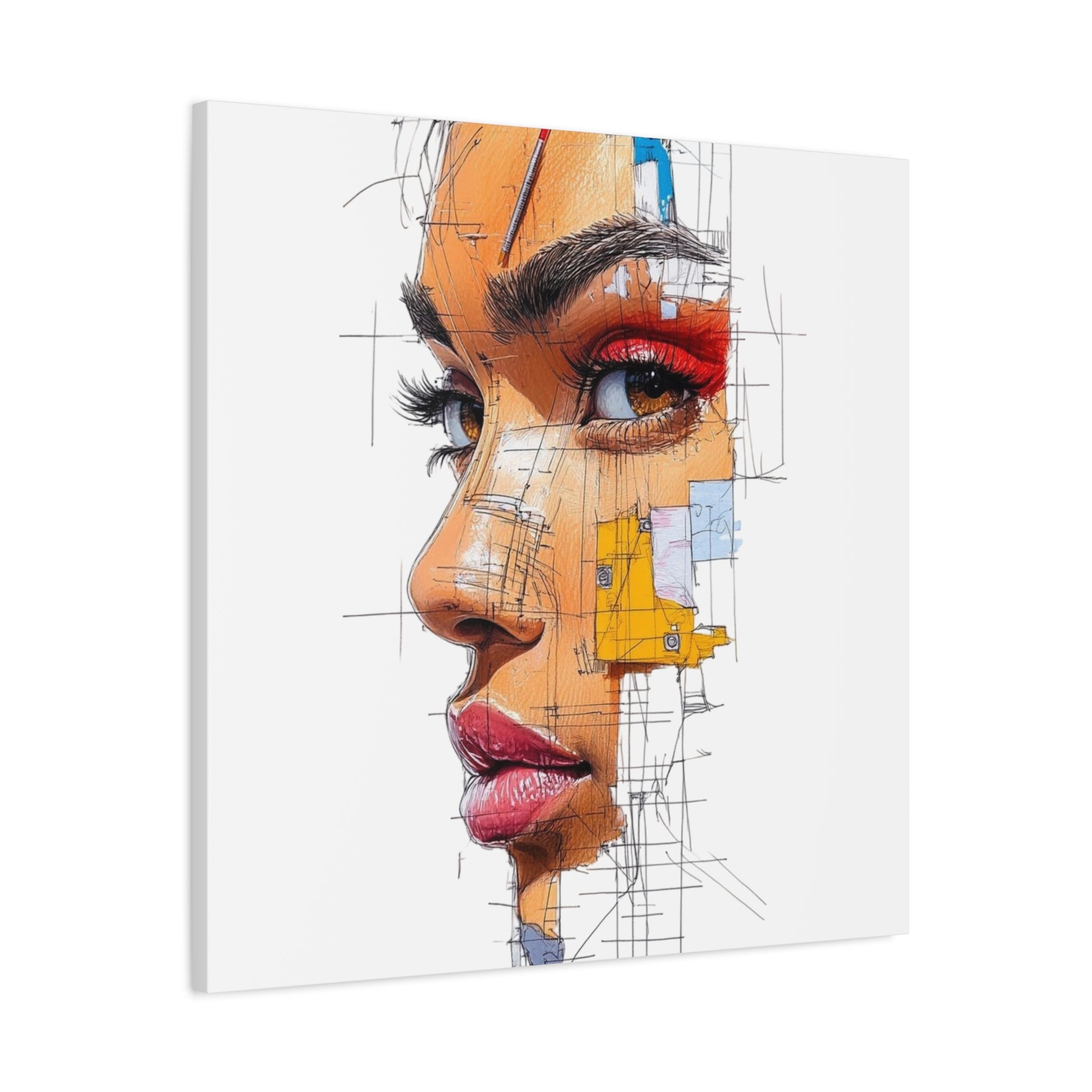Abstract Portrait Canvas Print — Modern Female Profile Art on Stretched Matte Canvas