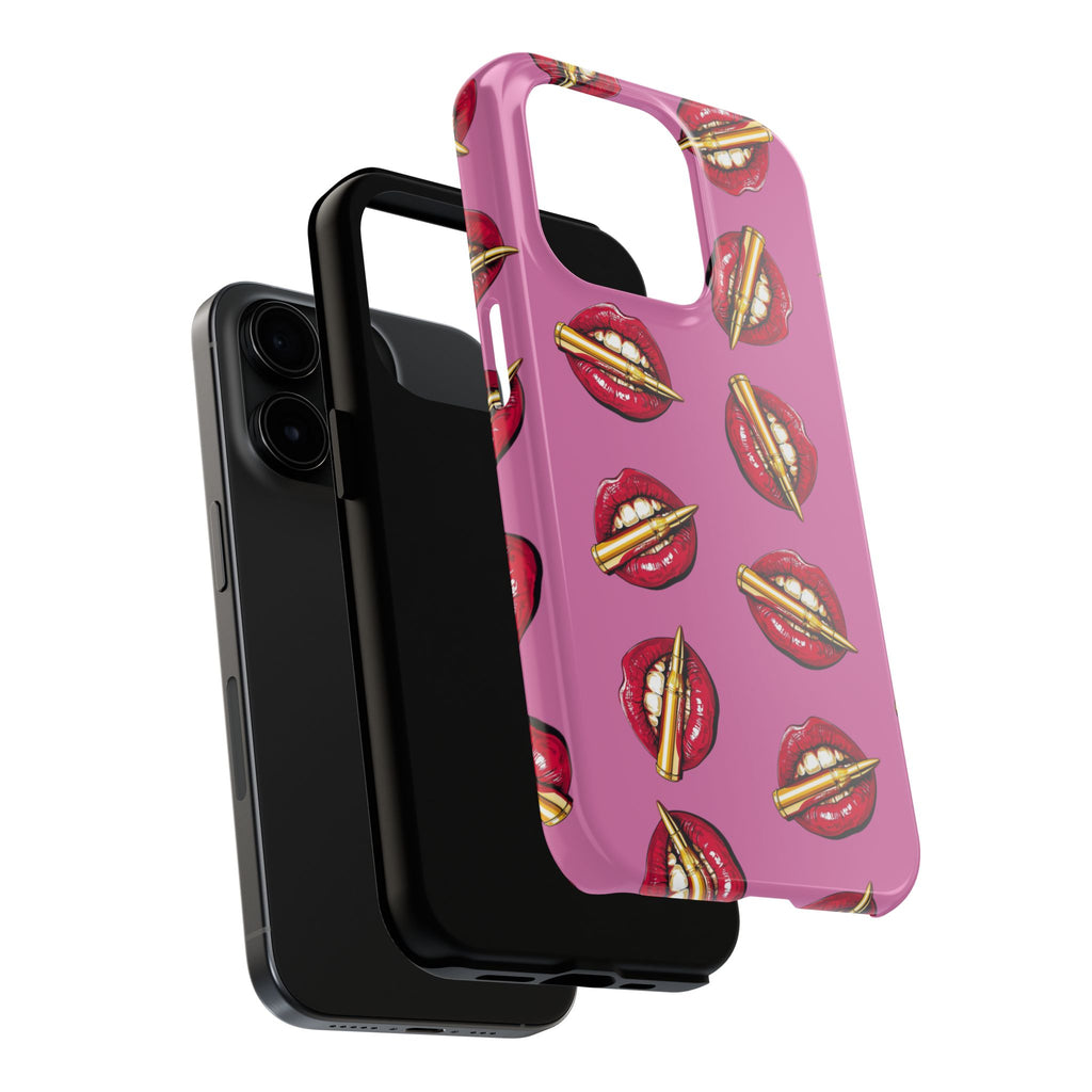 Red Lips with Cigarette Pattern Phone Case | Tough Phone Cases
