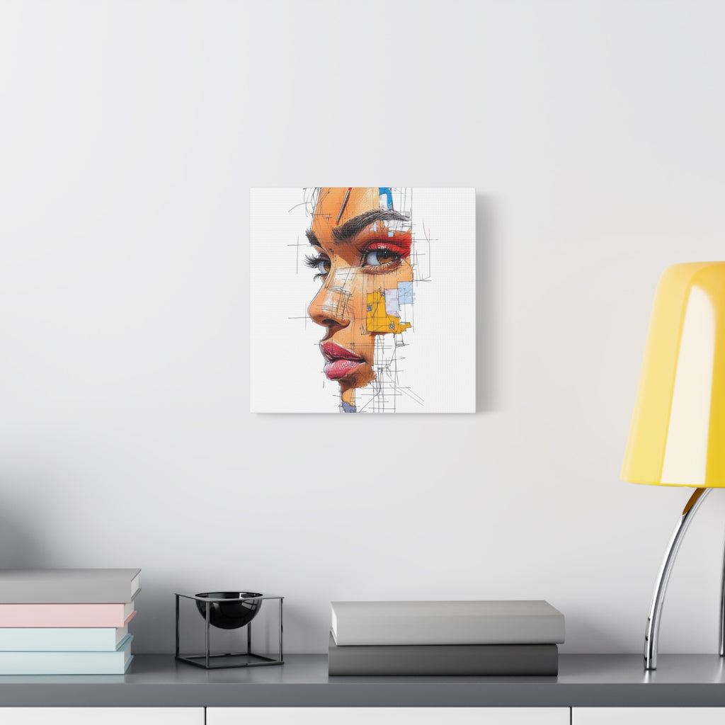 Abstract Portrait Canvas Print — Modern Female Profile Art on Stretched Matte Canvas