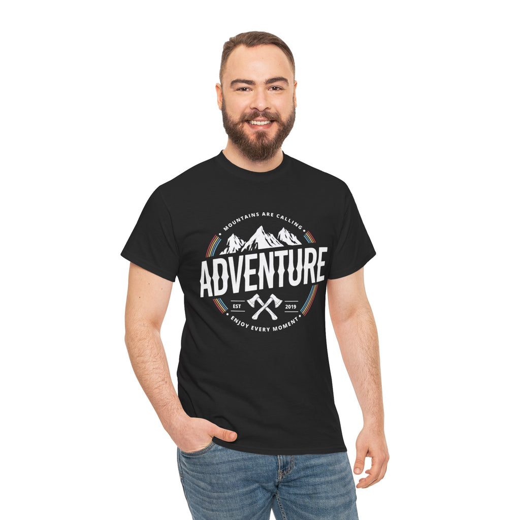 Adventure Mountain Badge Tee | Retro Outdoor Hiking Design