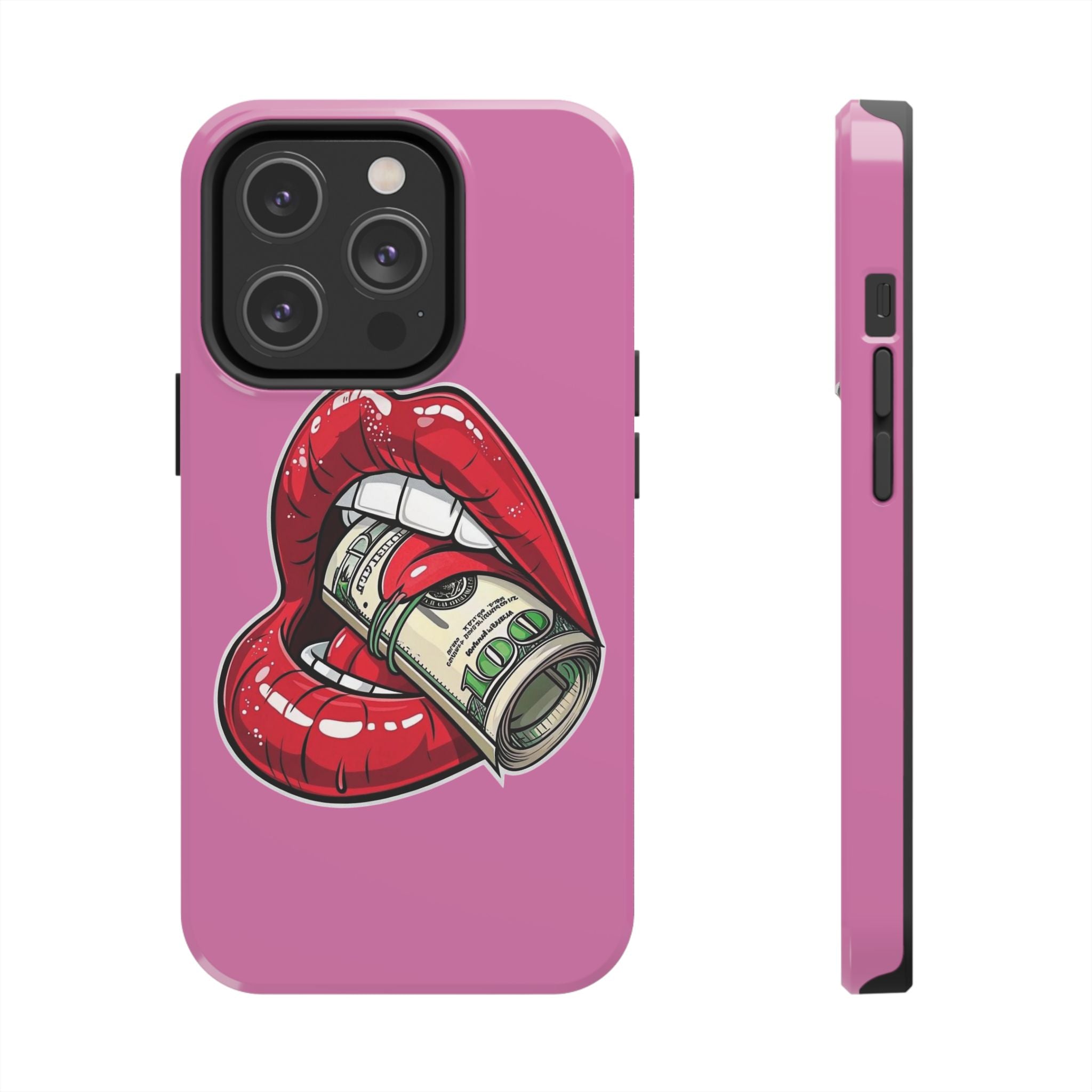 Red Lips Holding Money phone case | Tough Phone Cases