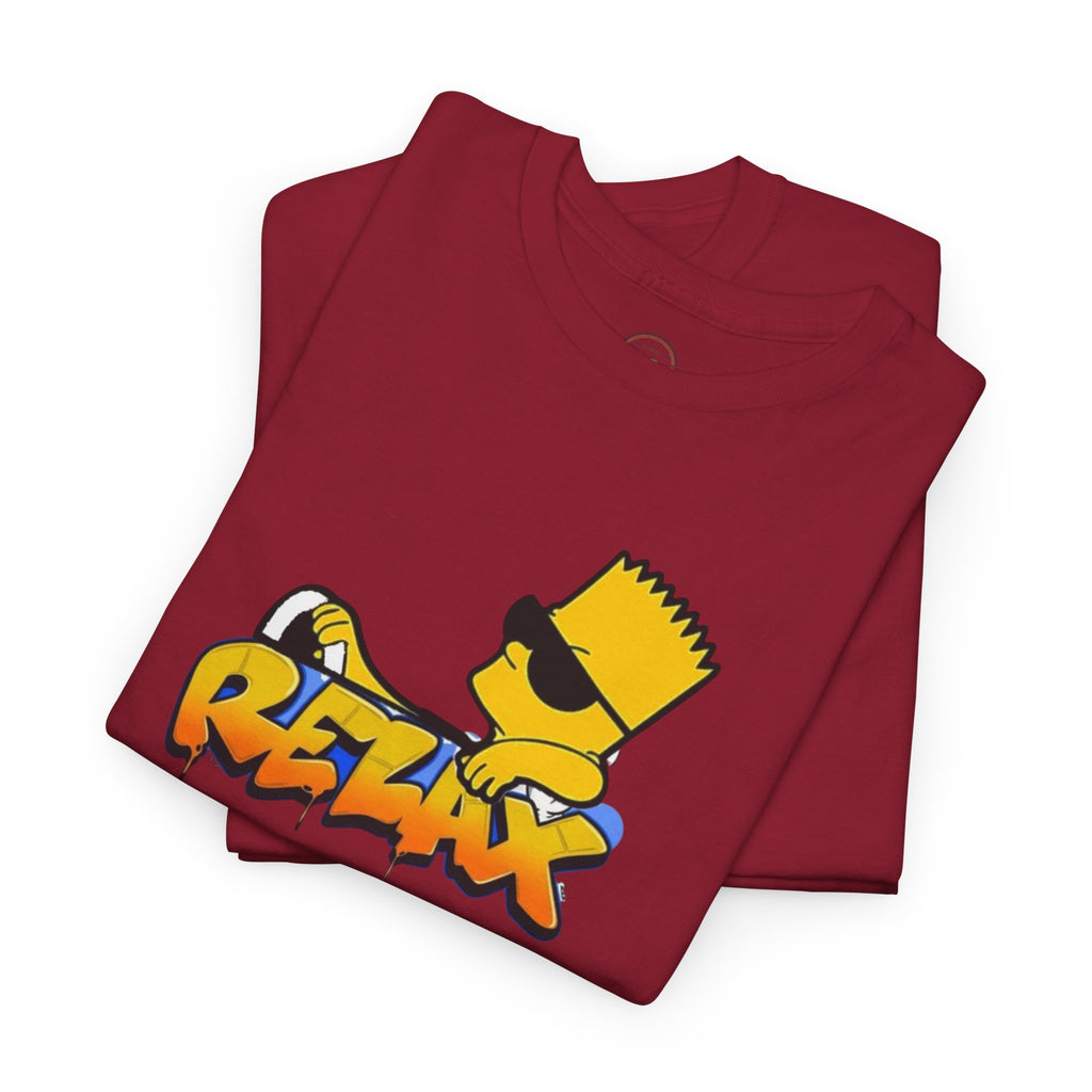 Relax Bart Graphic Tee — Retro Skate Cartoon T‑Shirt