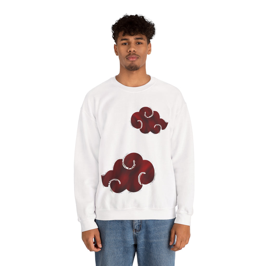 Akatsuki Cloud Crewneck Sweatshirt — Red Ninja Anime Graphic