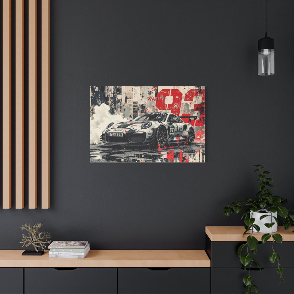 Racing Porsche 93 Canvas Wall Art — Stretched Matte Motorsport Print