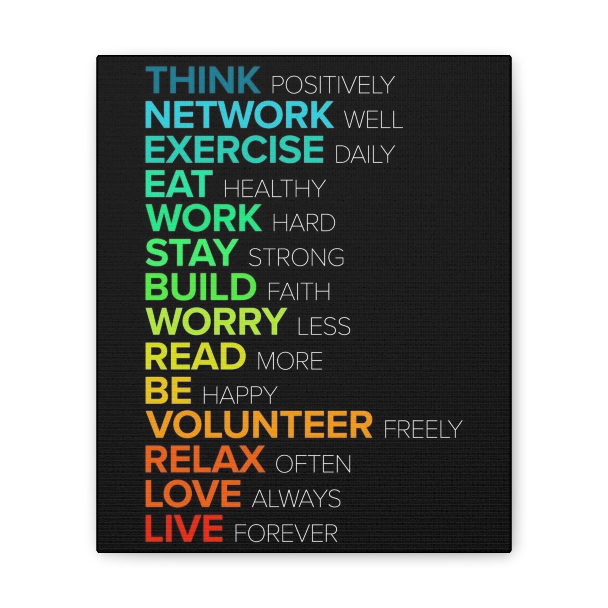 Motivational Daily Habits Canvas Print — Colorful Inspirational Wall Art