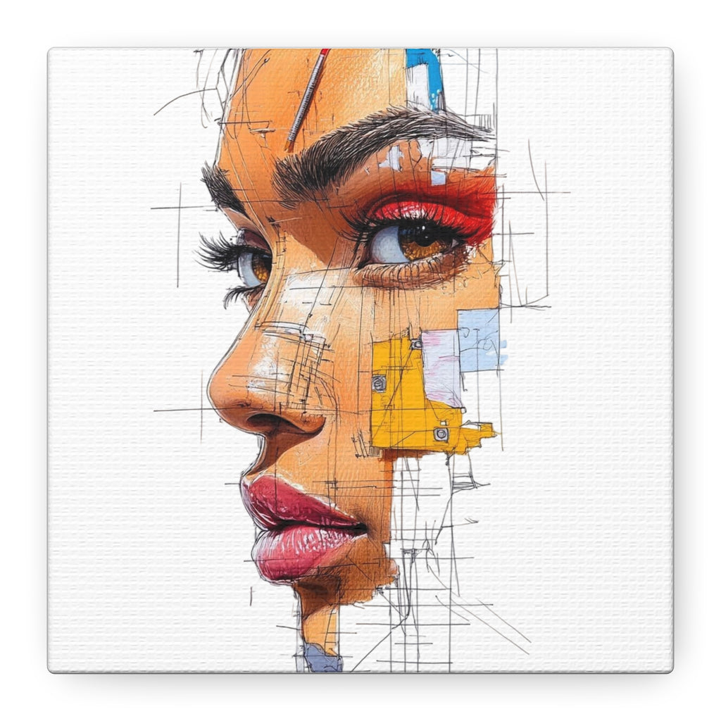 Abstract Portrait Canvas Print — Modern Female Profile Art on Stretched Matte Canvas