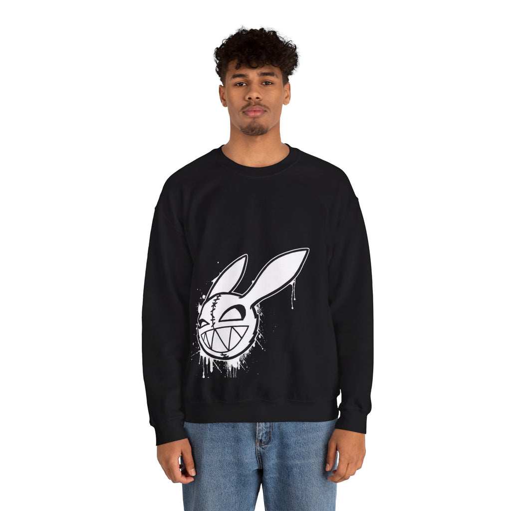 Crewneck Sweatshirt — Grinning Bunny Line Art Crewneck