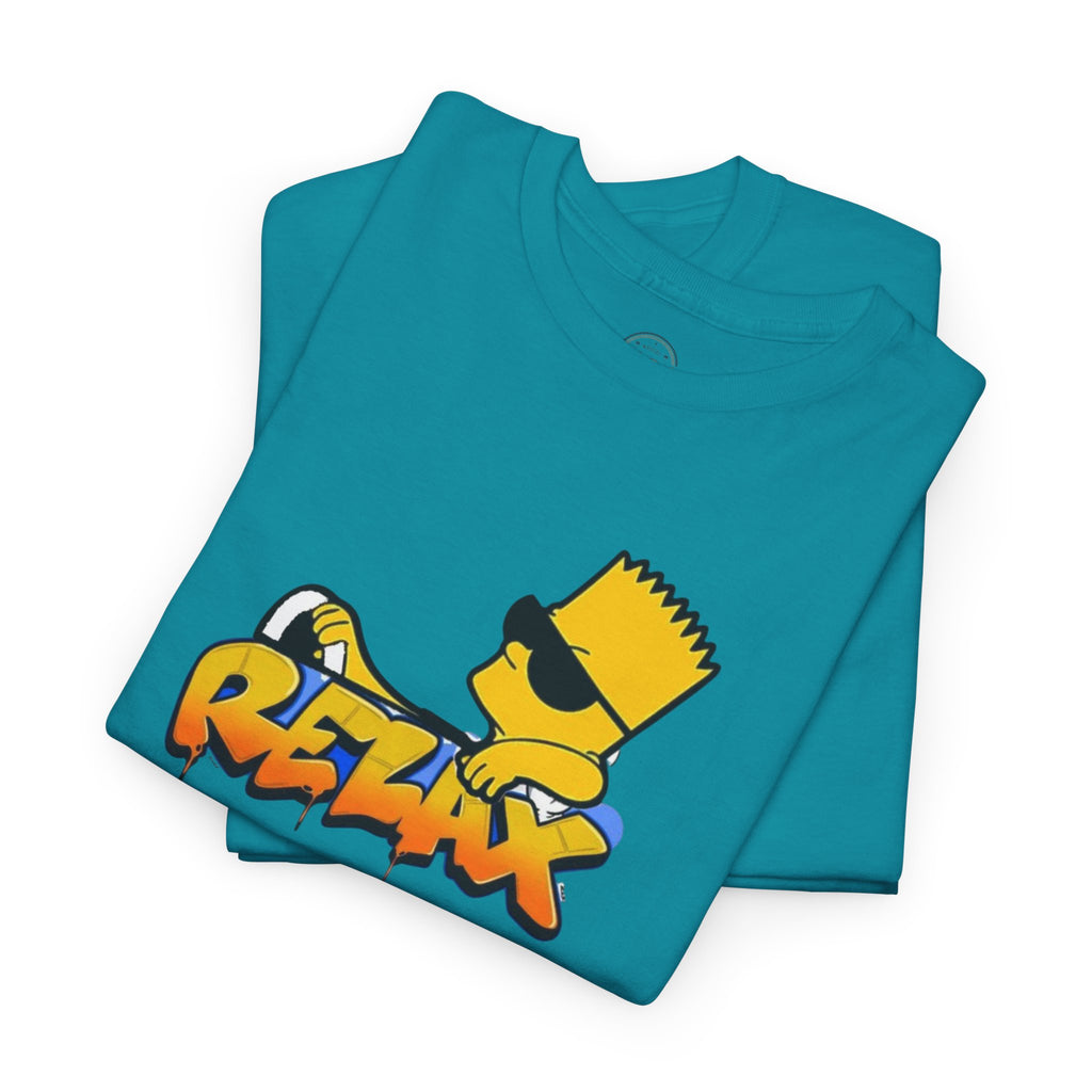 Relax Bart Graphic Tee — Retro Skate Cartoon T‑Shirt