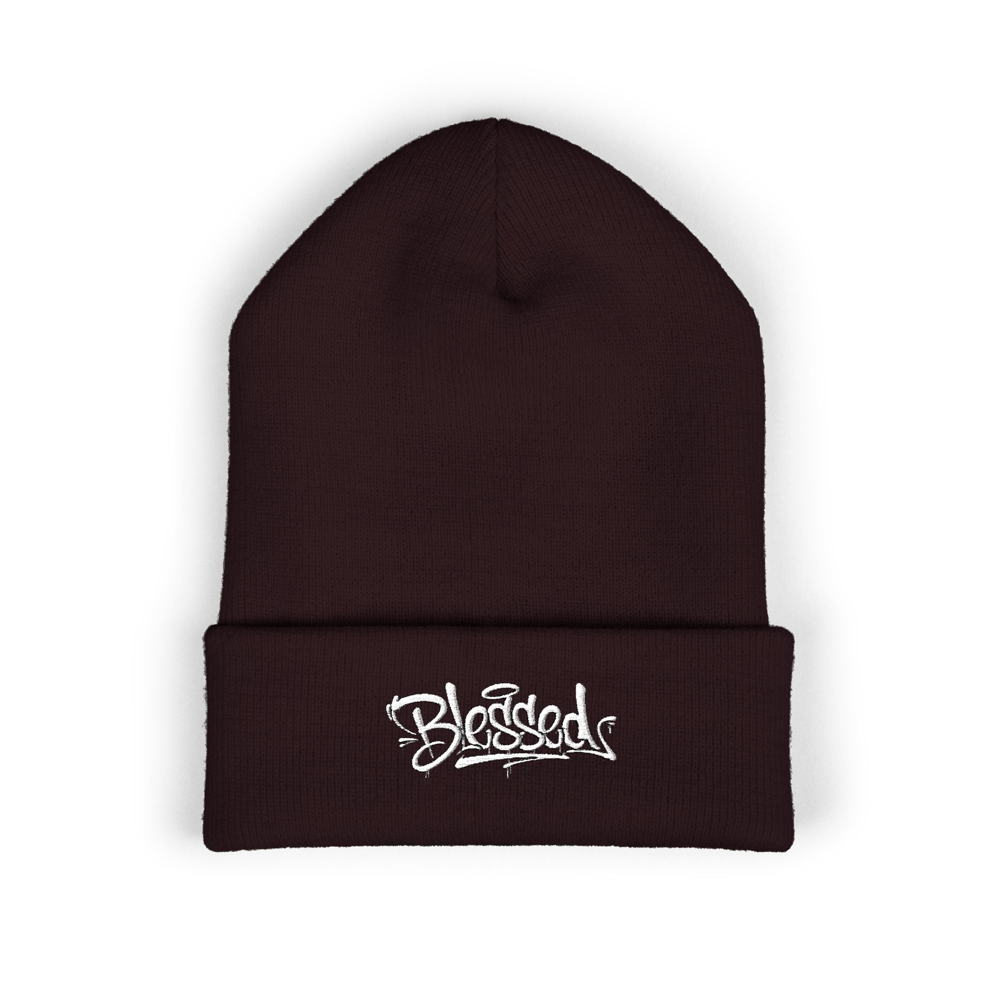 Embroidered "Skateish" Classic Cuffed Beanie — Yellow Knit Hat