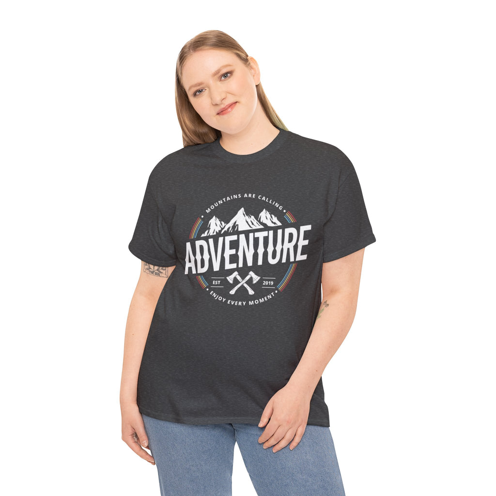 Adventure Mountain Badge Tee | Retro Outdoor Hiking Design