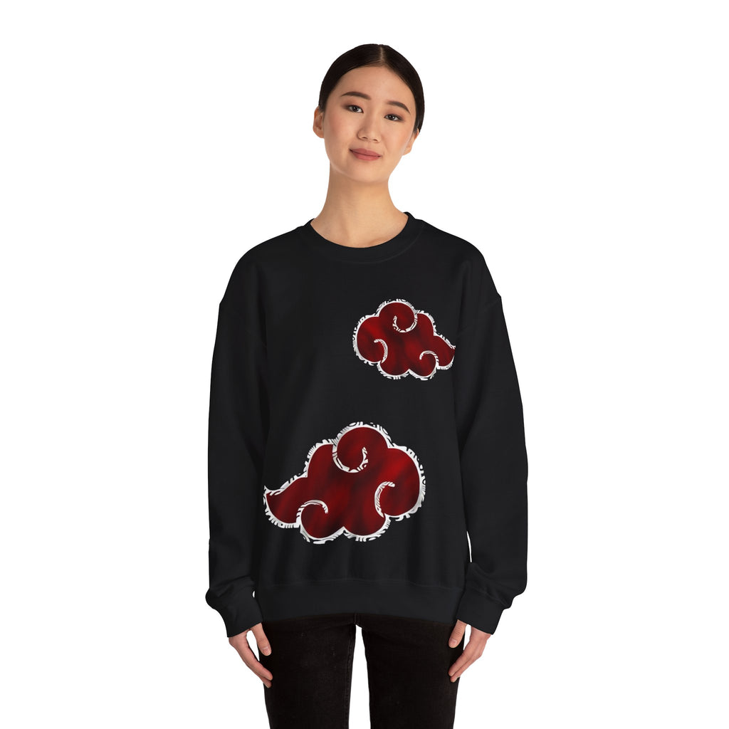 Akatsuki Cloud Crewneck Sweatshirt — Red Ninja Anime Graphic