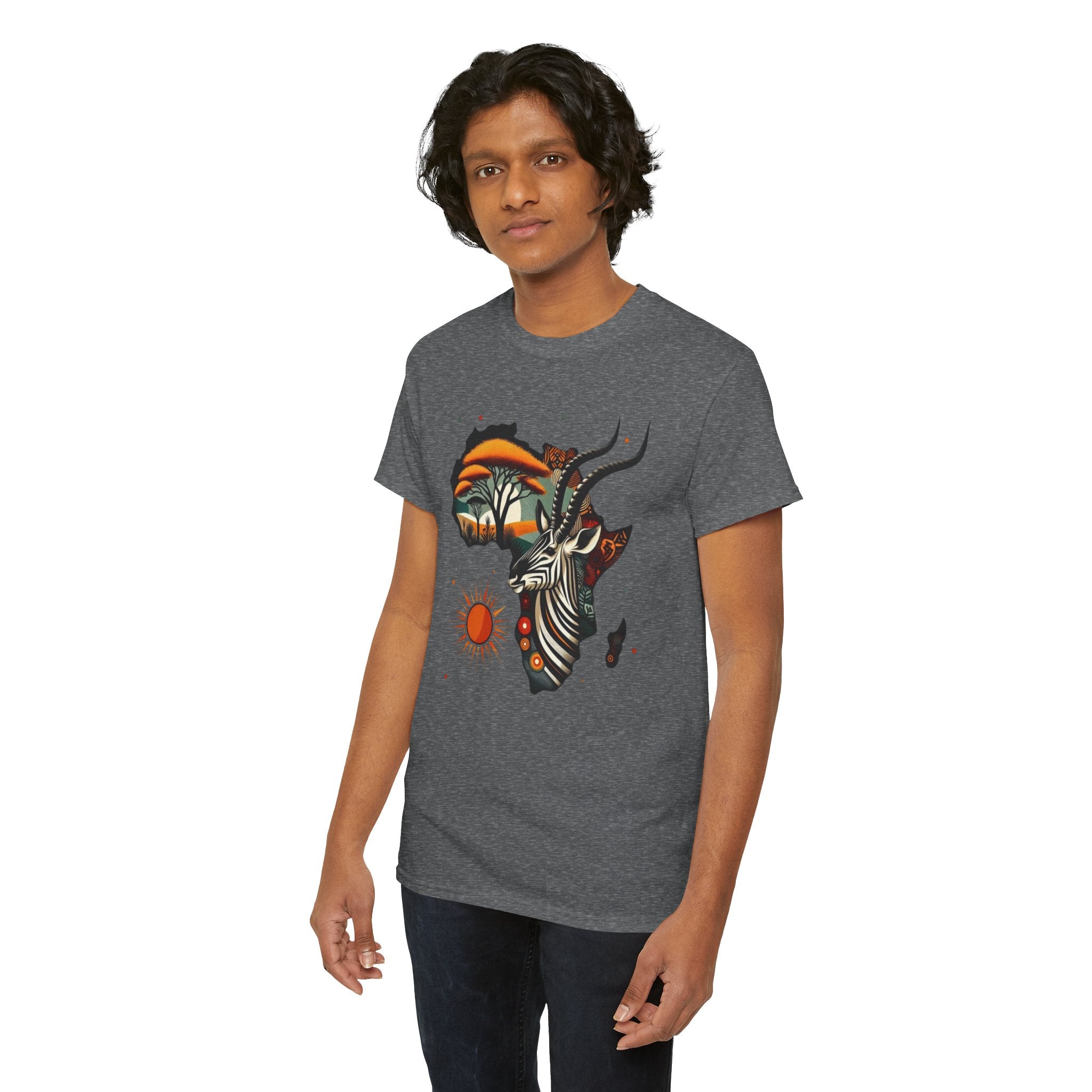 Africa Kudu Silhouette T-Shirt — Tribal Safari Sunrise Graphic Tee