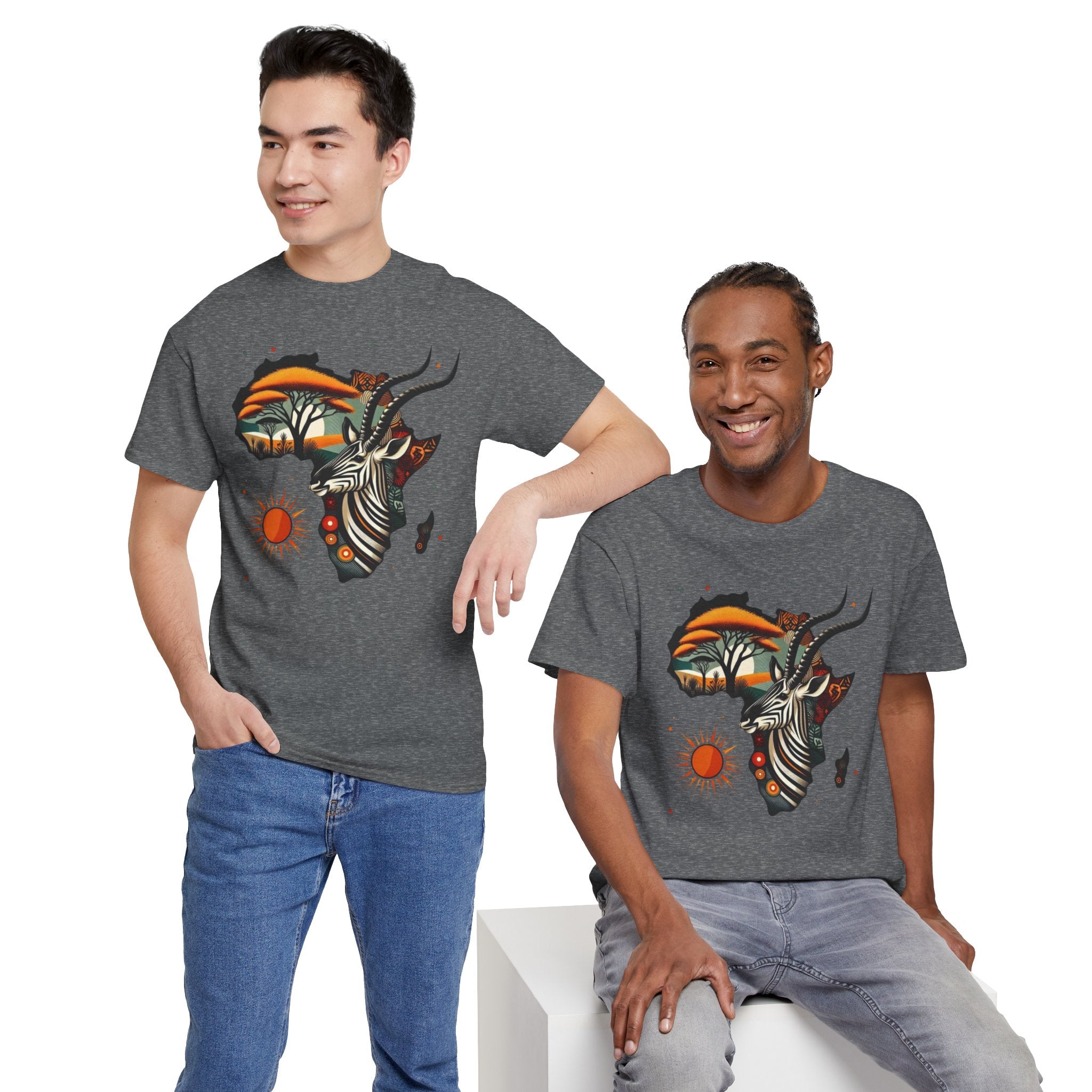 Africa Kudu Silhouette T-Shirt — Tribal Safari Sunrise Graphic Tee