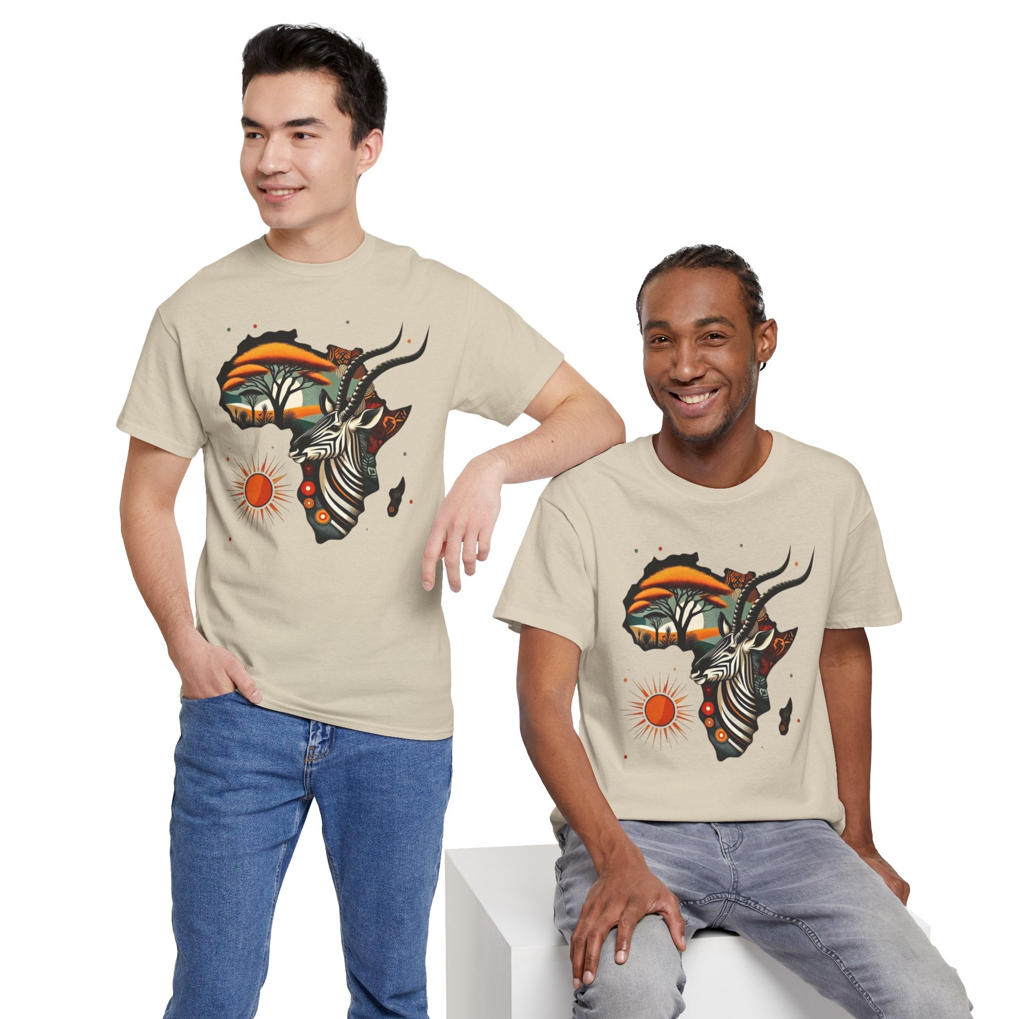 Africa Kudu Silhouette T-Shirt — Tribal Safari Sunrise Graphic Tee