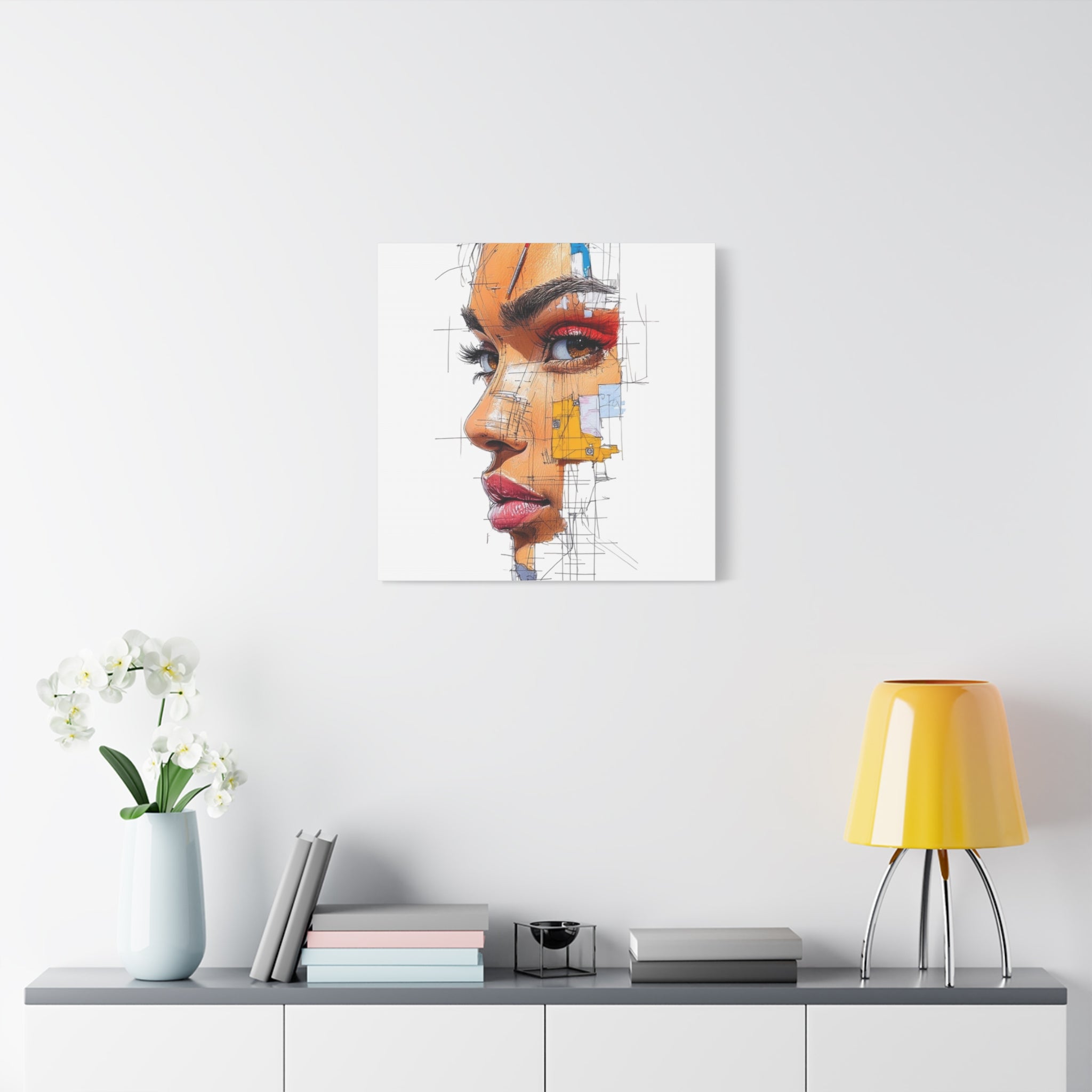 Abstract Portrait Canvas Print — Modern Female Profile Art on Stretched Matte Canvas