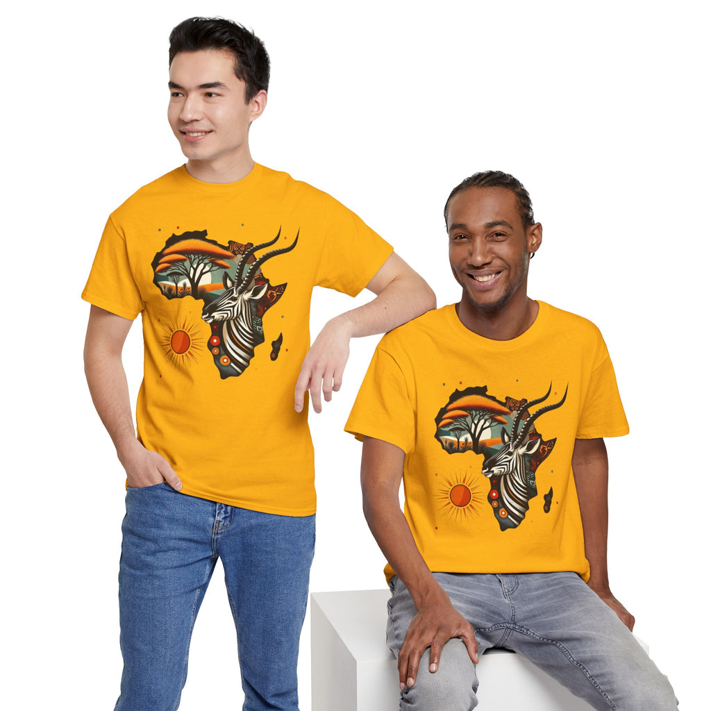 Africa Kudu Silhouette T-Shirt — Tribal Safari Sunrise Graphic Tee