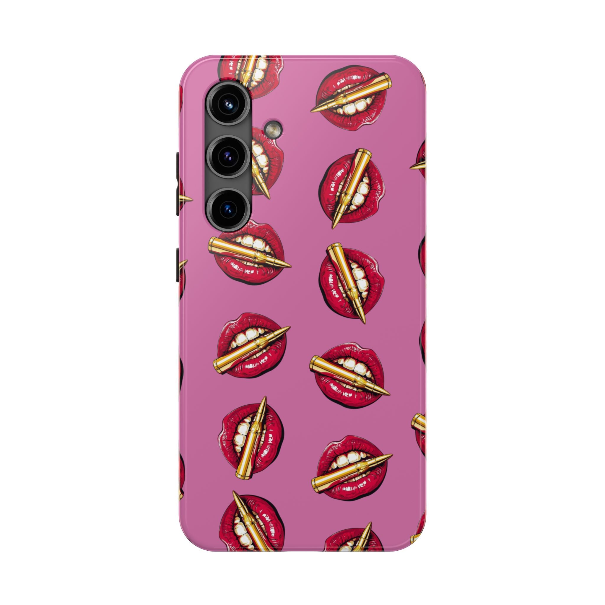 Red Lips with Cigarette Pattern Phone Case | Tough Phone Cases