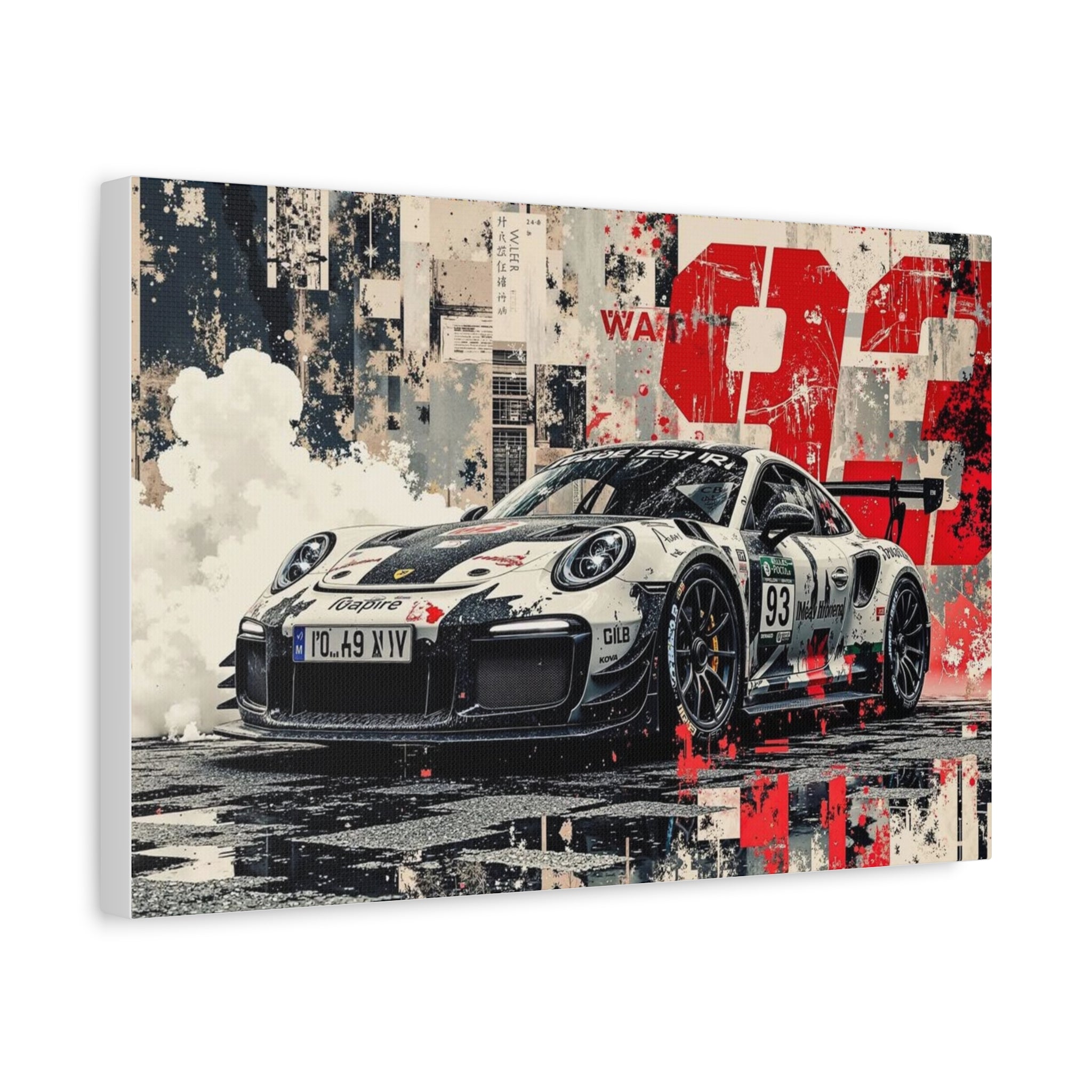 Racing Porsche 93 Canvas Wall Art — Stretched Matte Motorsport Print